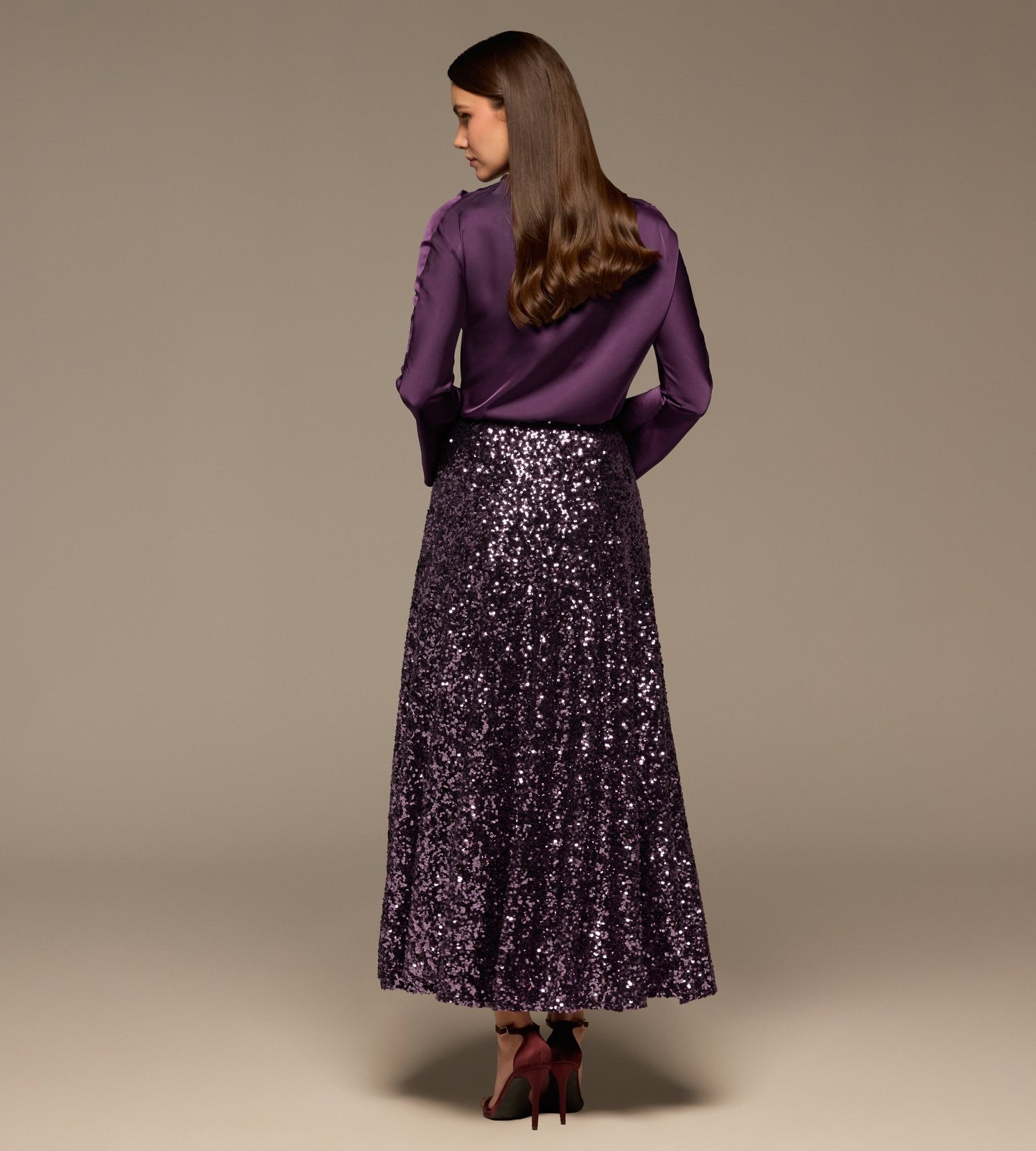 Purple Sequin Maxi Skirt - shopaleena