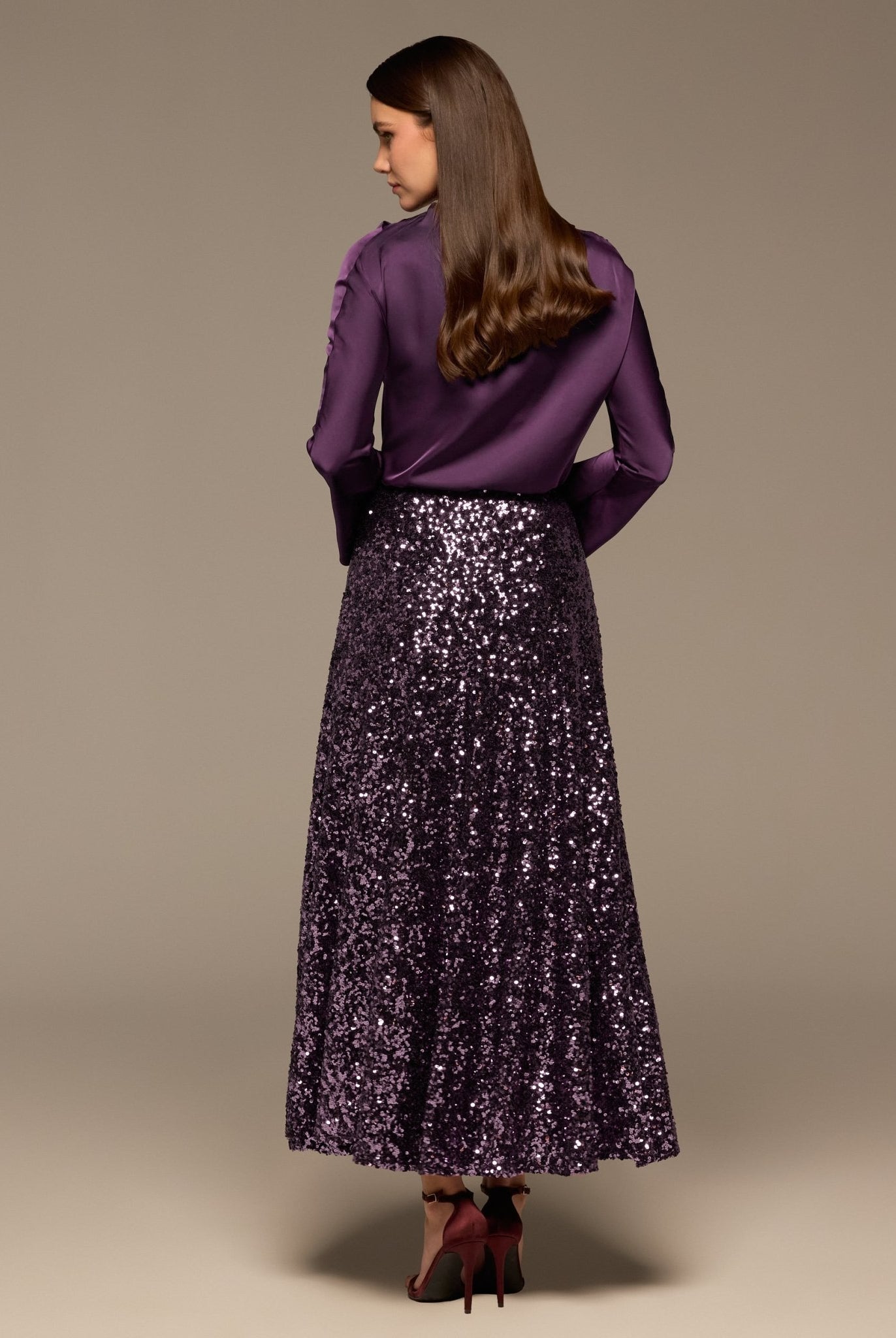 Purple Sequin Maxi Skirt - shopaleena