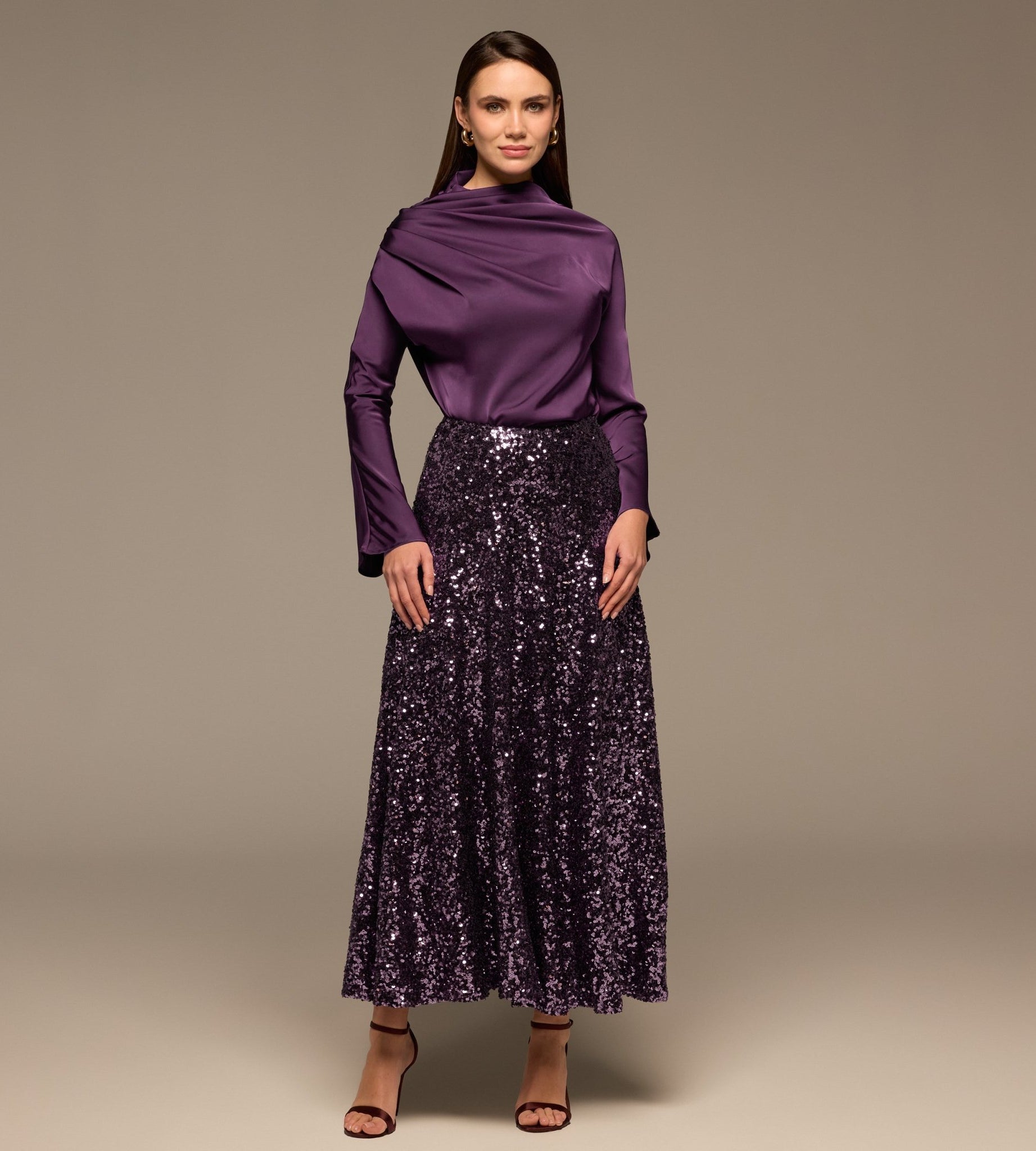 Purple Sequin Maxi Skirt - shopaleena