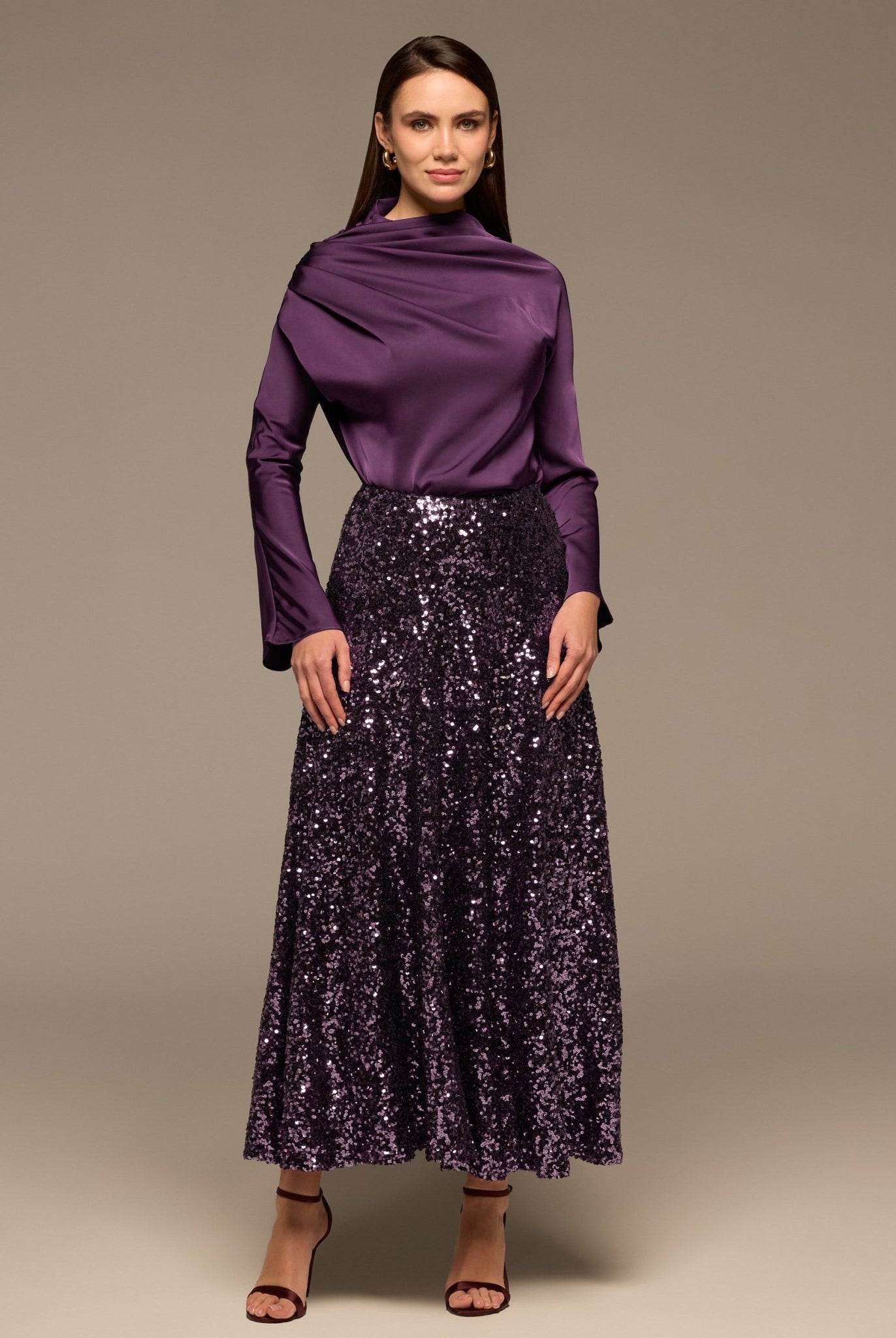 Purple Sequin Maxi Skirt - shopaleena