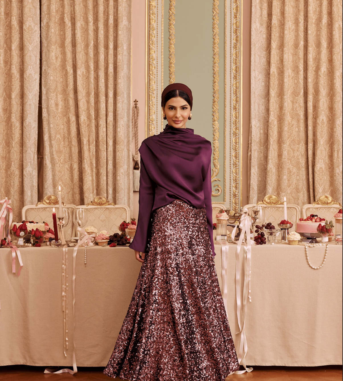 Purple Sequin Maxi Skirt - shopaleena
