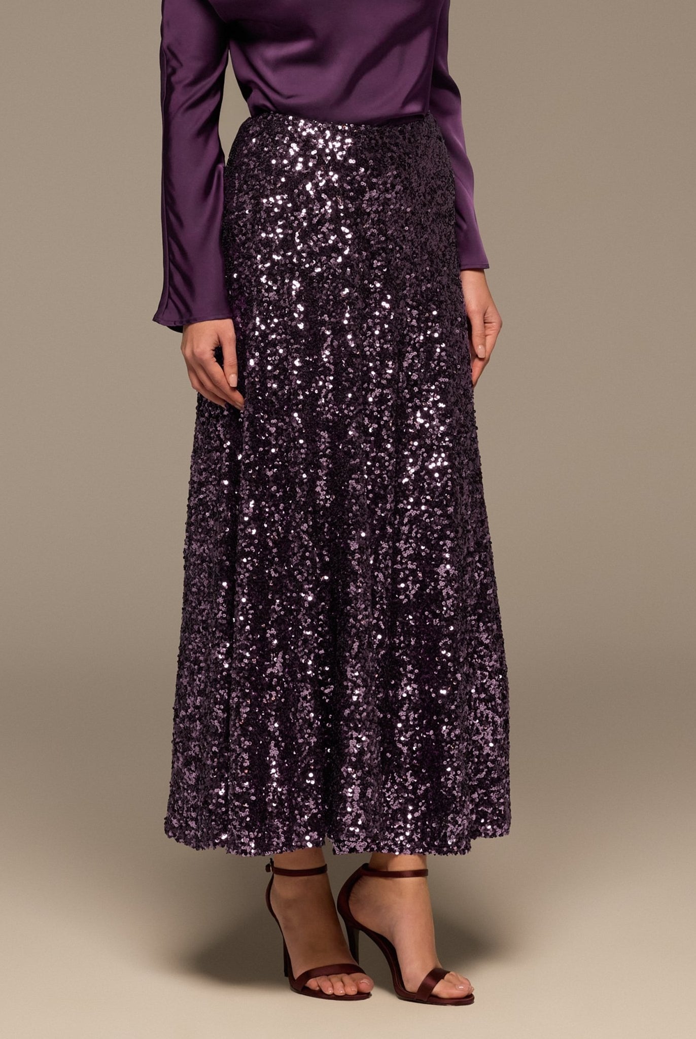 Purple Sequin Maxi Skirt - shopaleena