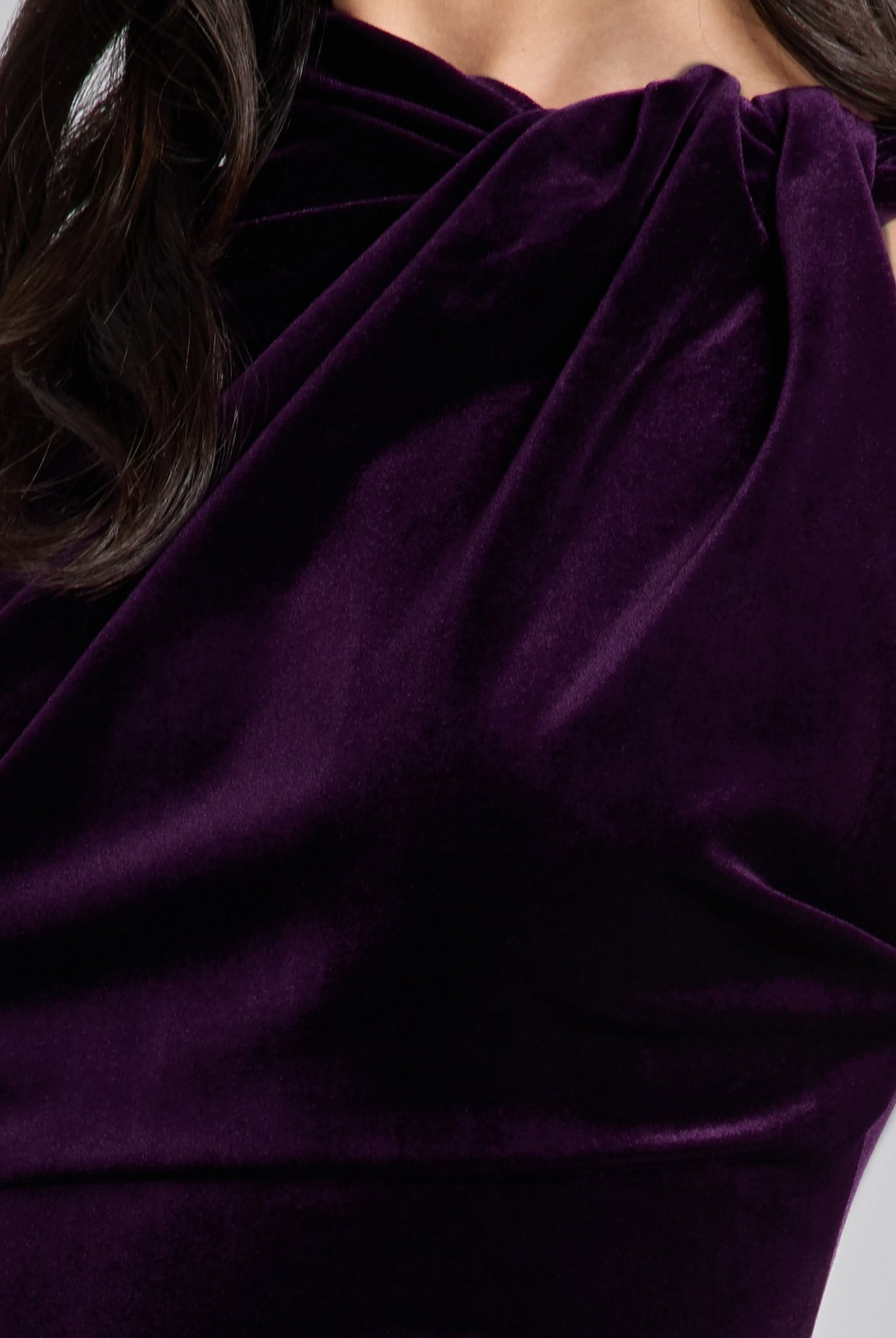 Purple Shoulder Knot Velvet Maxi Dress - shopaleena