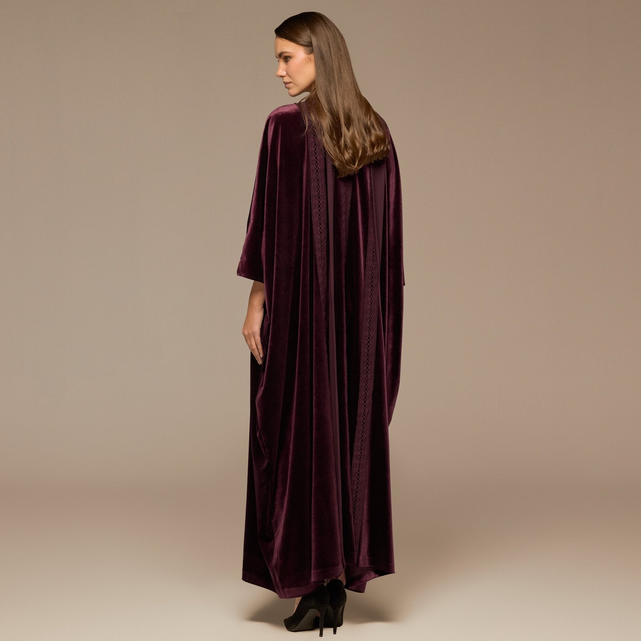 Purple Velvet Flowy Maxi Dress - shopaleena