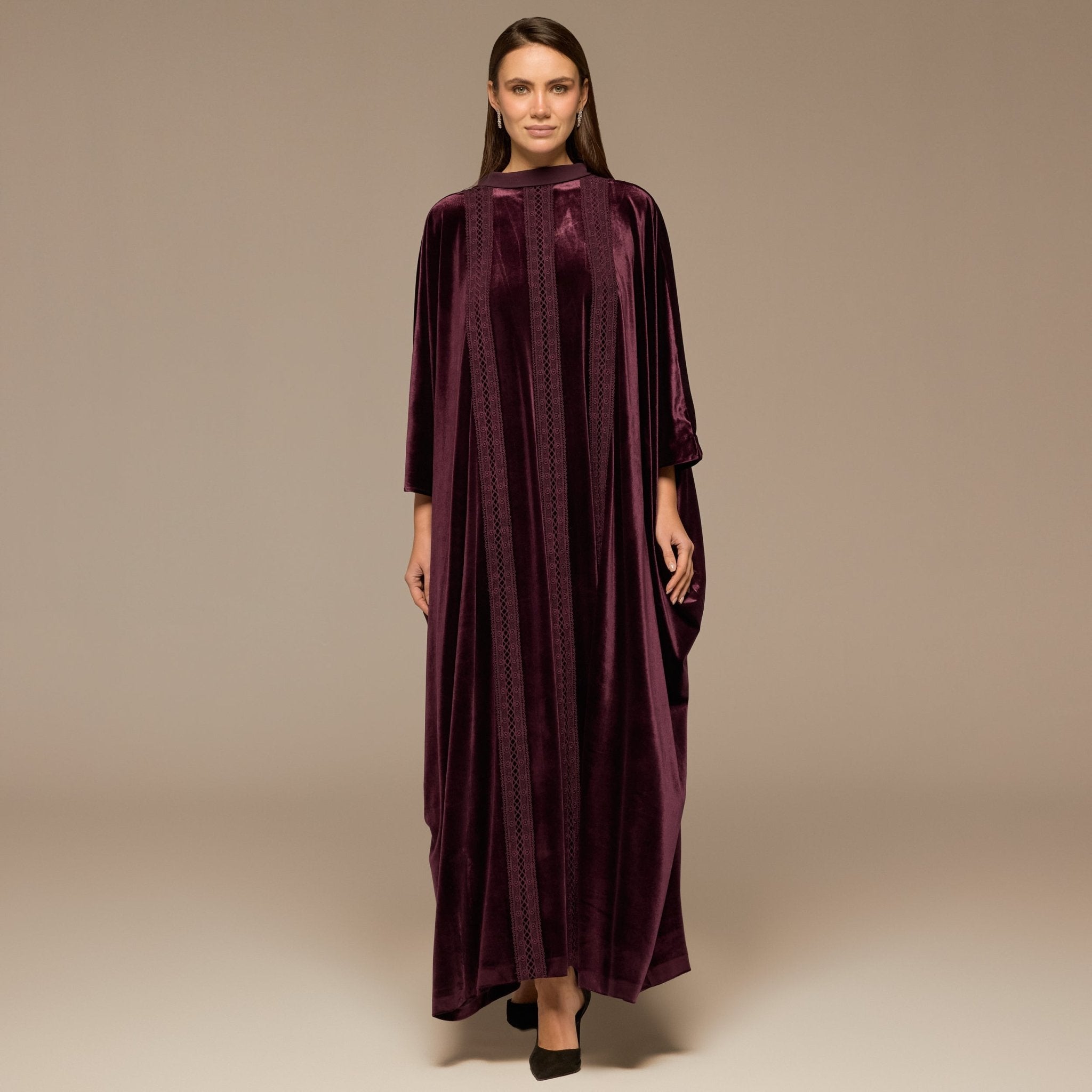 Purple Velvet Flowy Maxi Dress - shopaleena