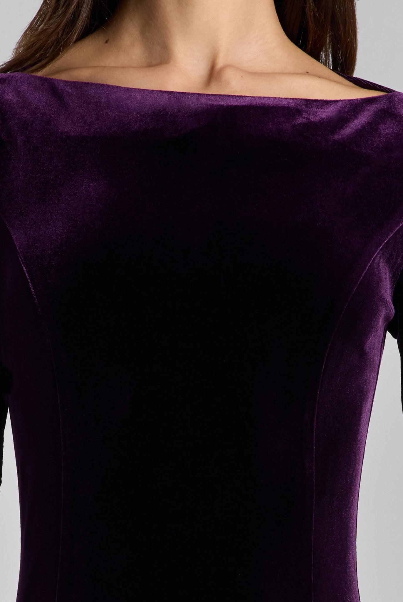 Purple Velvet Ruffled Panel Maxi Dress - shopaleena