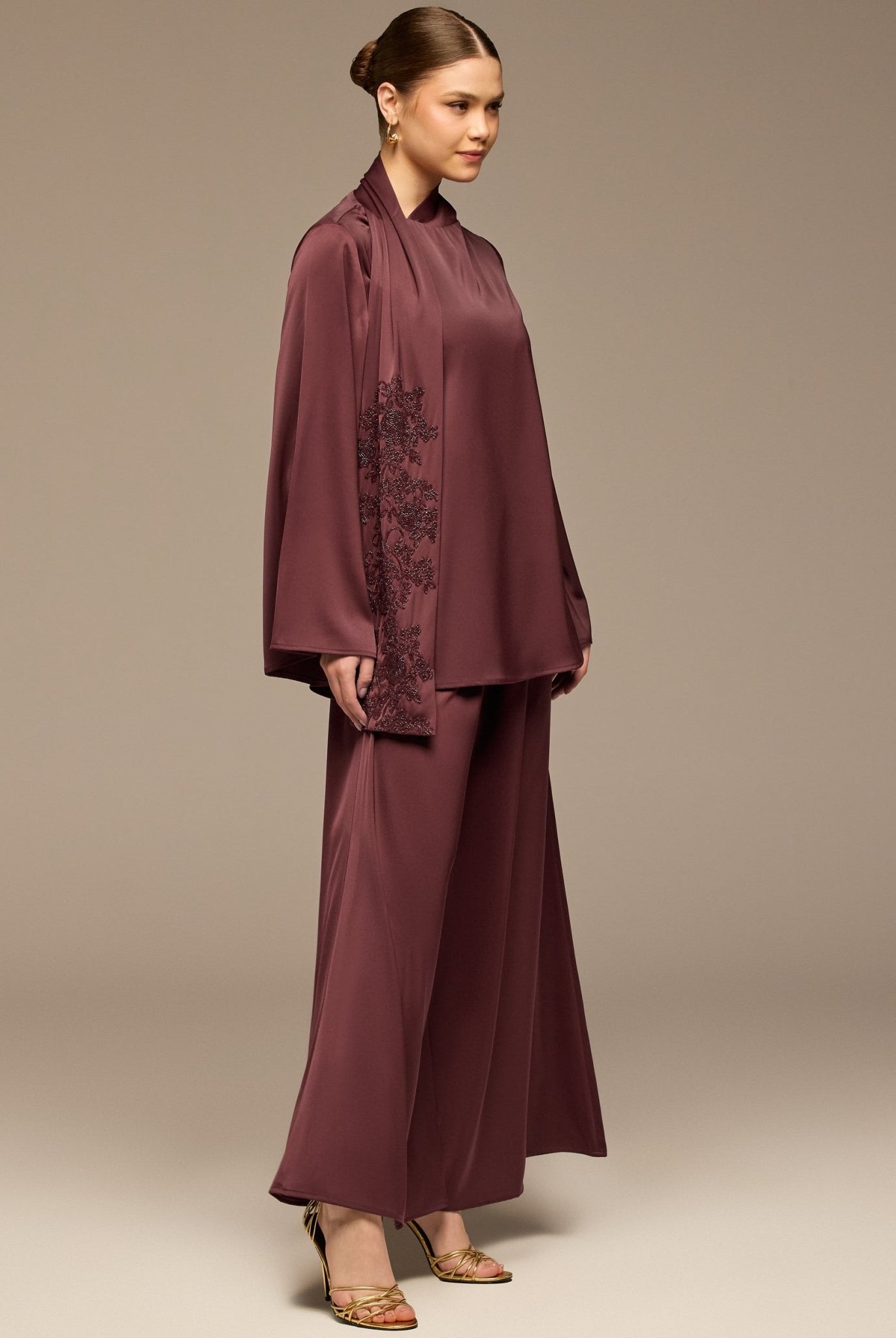 Purple Wide leg Satin Pants - shopaleena