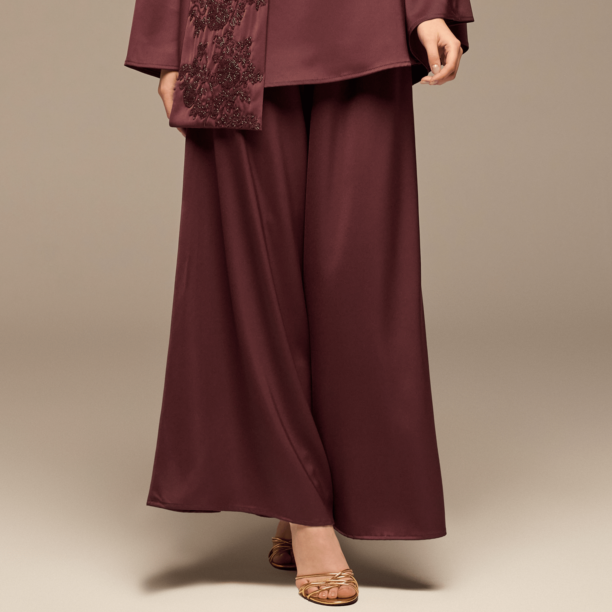 Purple Wide leg Satin Pants - shopaleena