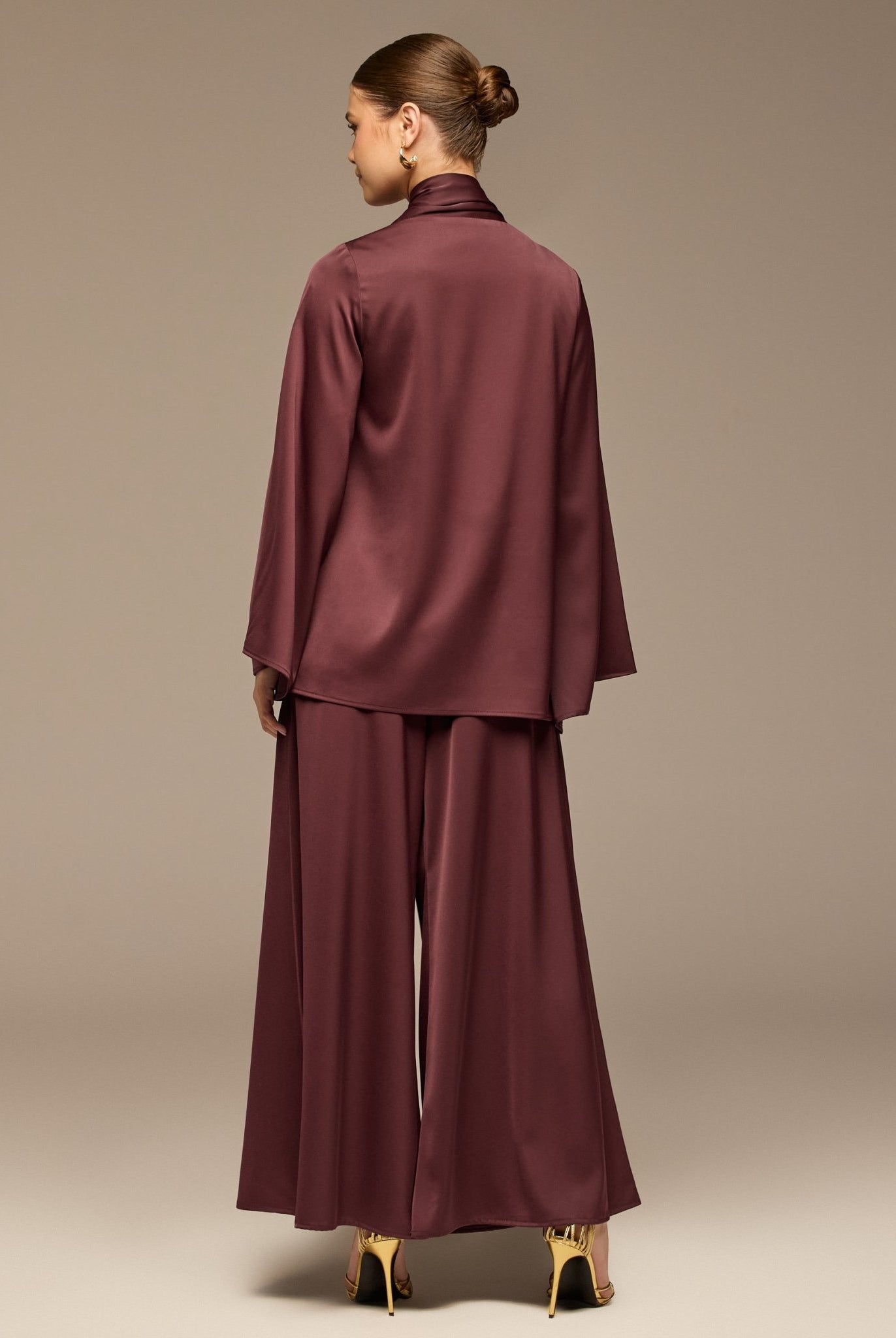 Purple Wide leg Satin Pants - shopaleena