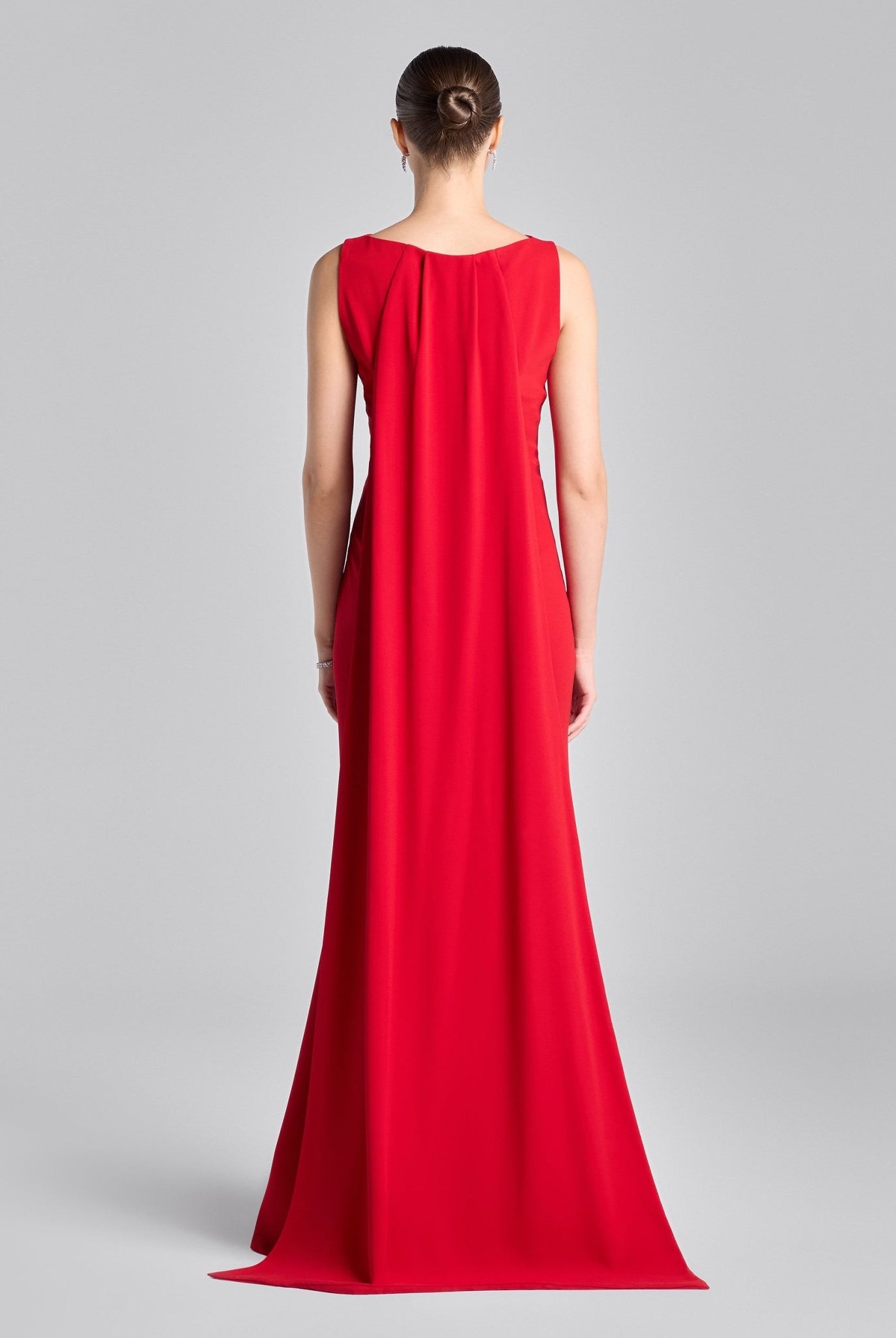 Red Back Scarf Crepe Maxi Dress - shopaleena