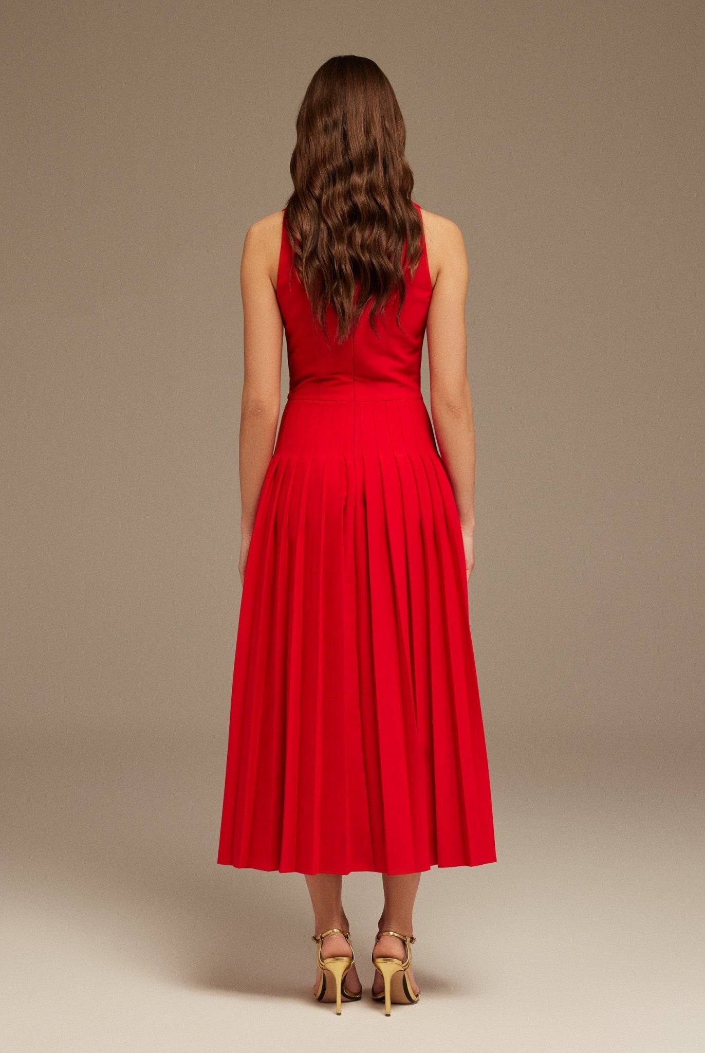 Red Drape Halter Neck Maxi Dress - shopaleena