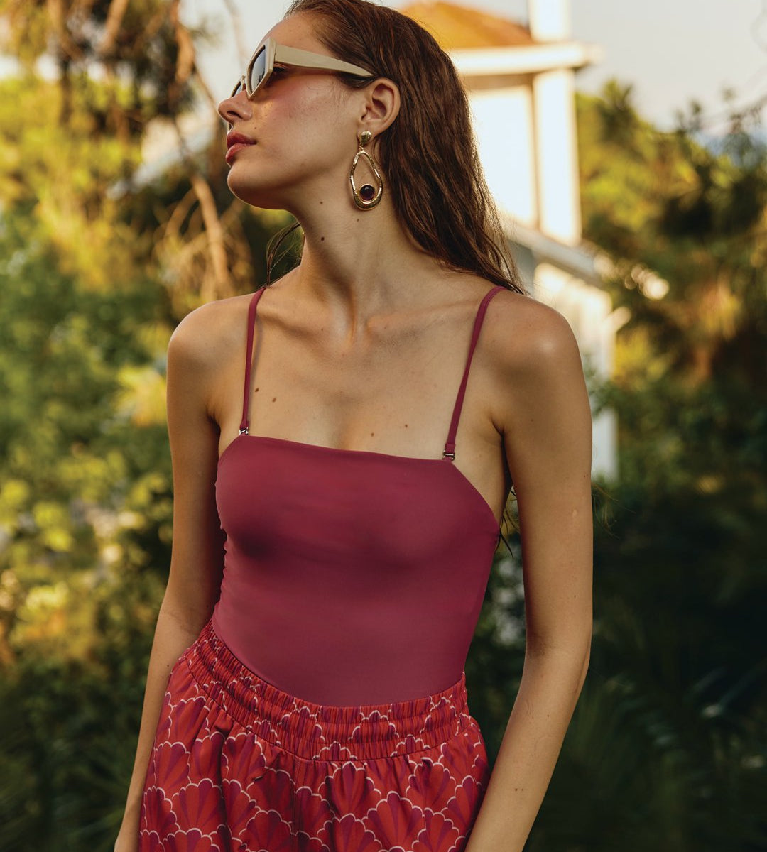 Red Printed Swim Short - shopaleena