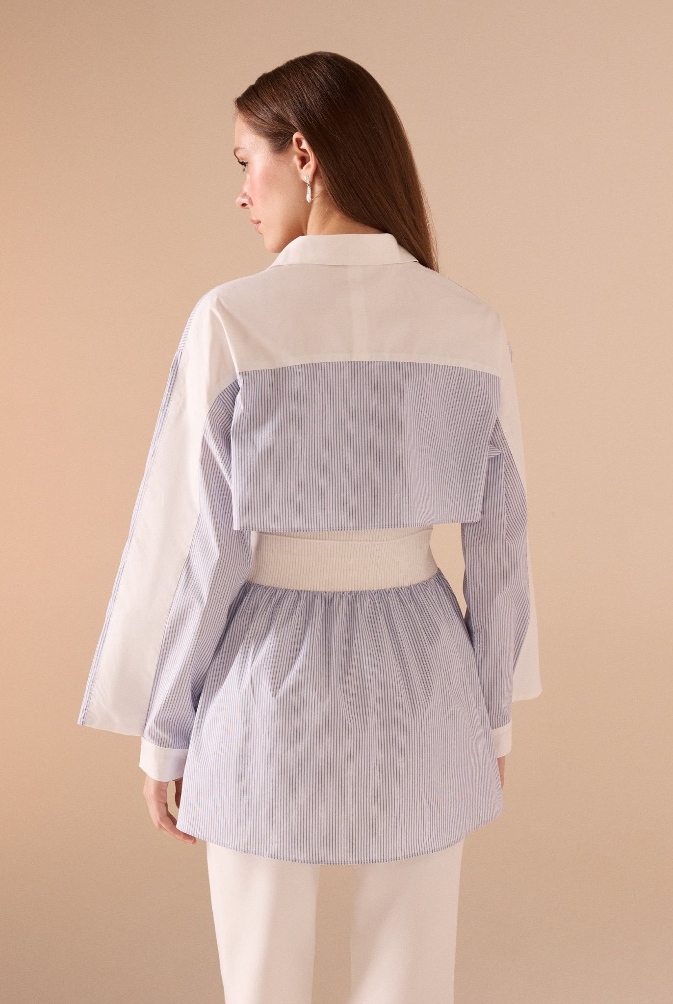 Ribbed Detailed Cotton Shirt - shopaleena