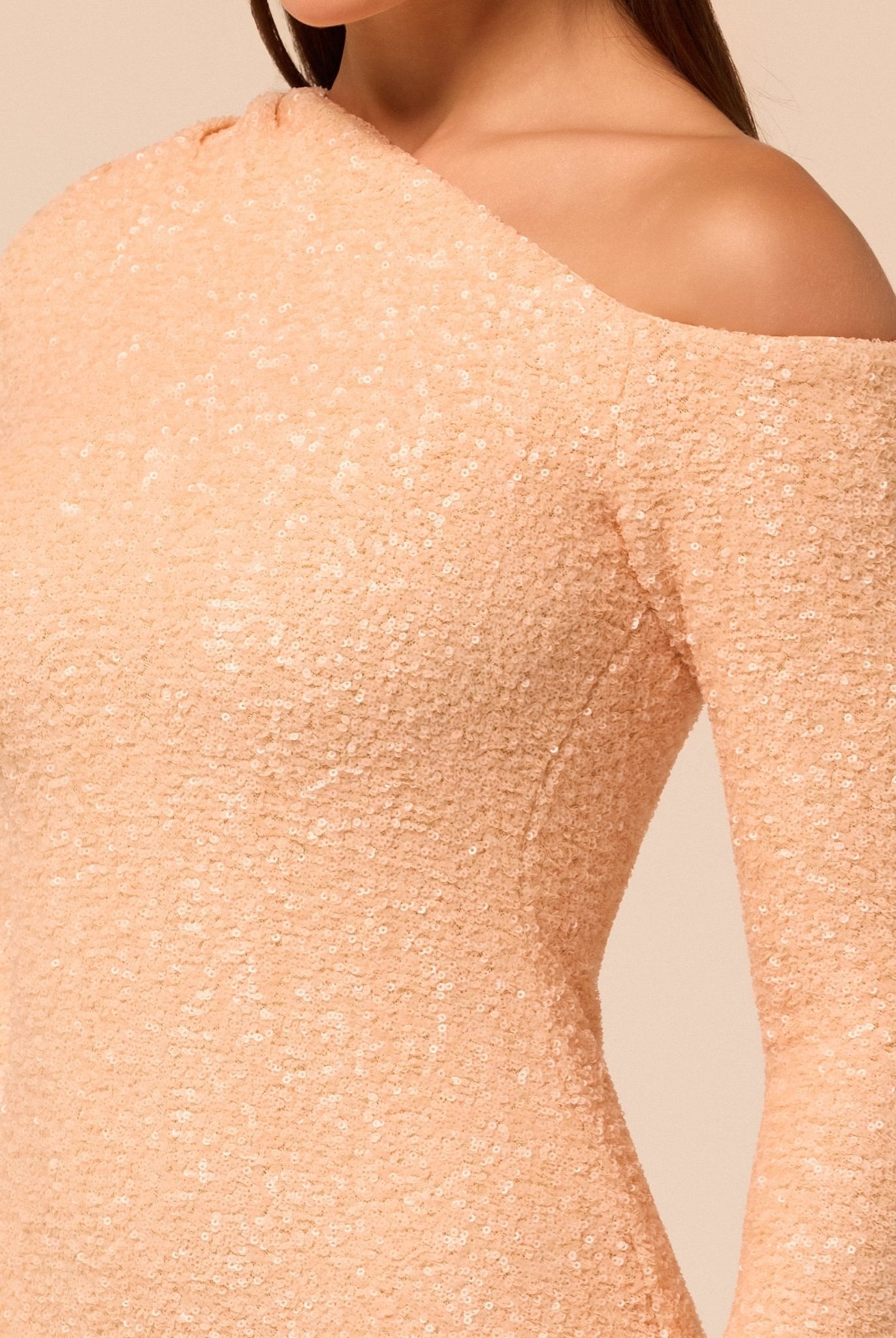 Rose Gold Long-Sleeve Sequin Maxi Dress - shopaleena