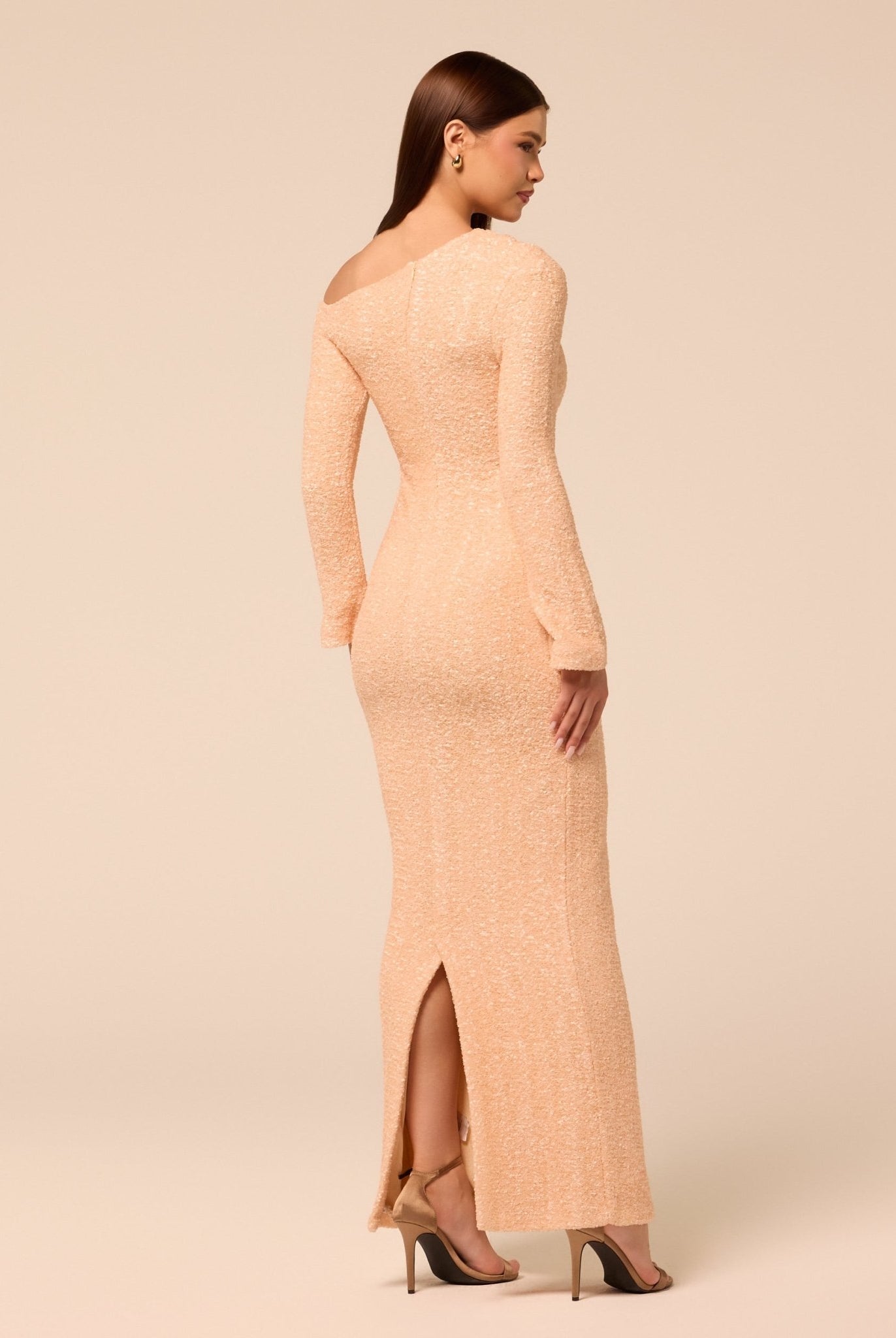 Rose Gold Long-Sleeve Sequin Maxi Dress - shopaleena