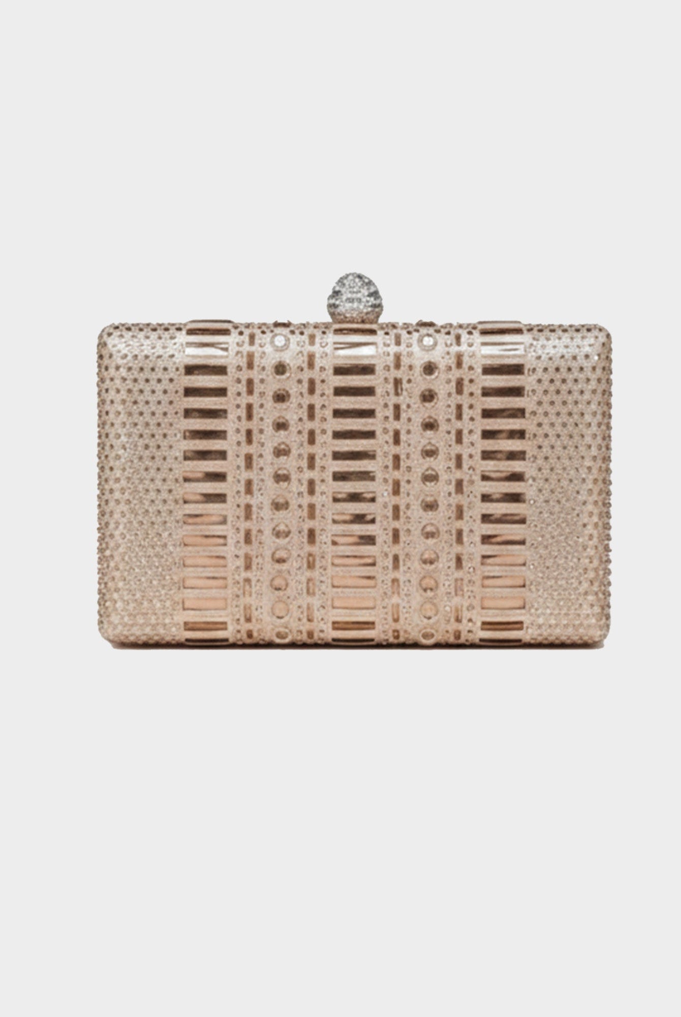 Rose Gold Satin Crystal - Stripe Clutch - shopaleena