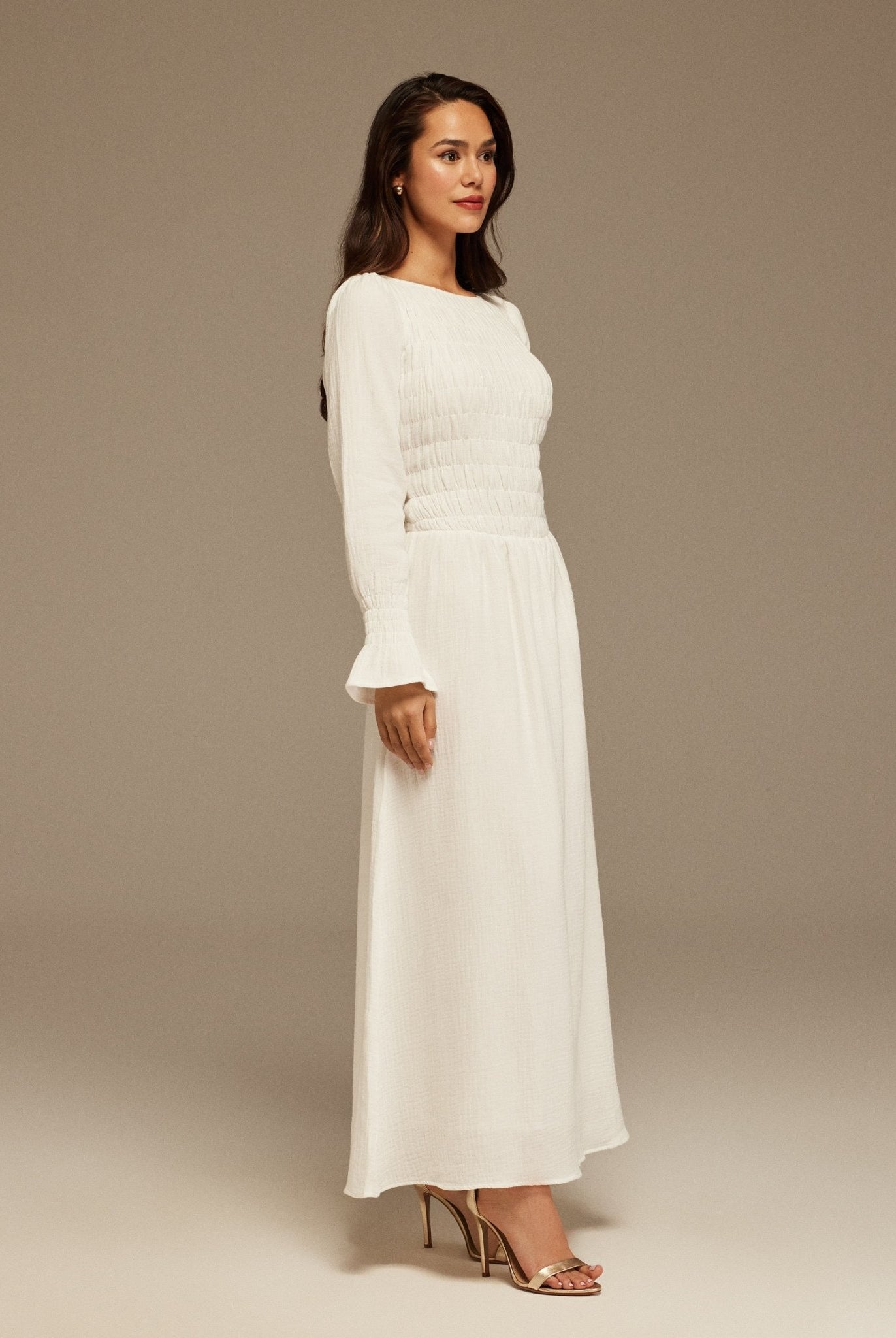 Ruched Turtle Neck Maxi Dress - shopaleena