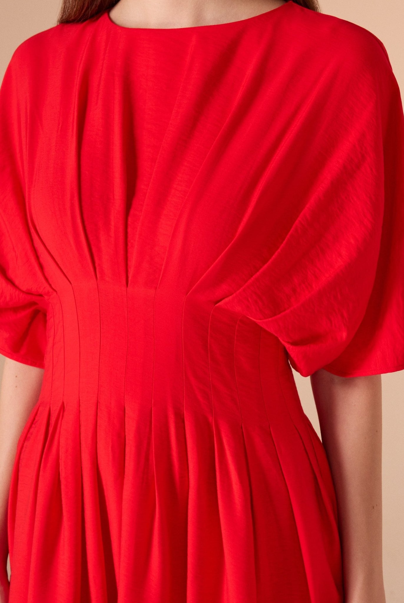 Ruched Waist Viscose Dress - shopaleena