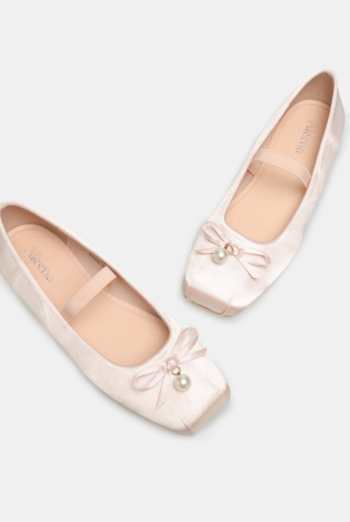 Satin Bow Ballet Flats - shopaleena