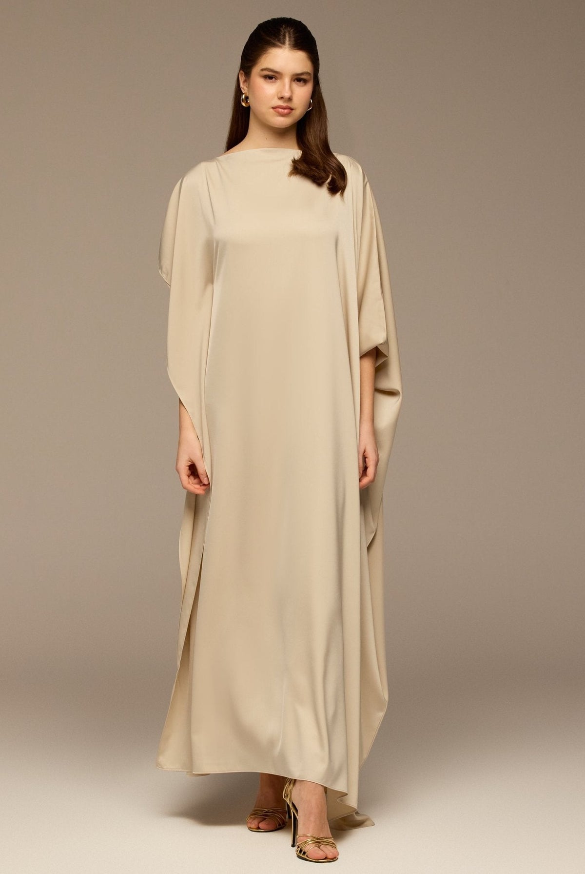 Satin Cape Drape Kaftan - shopaleena