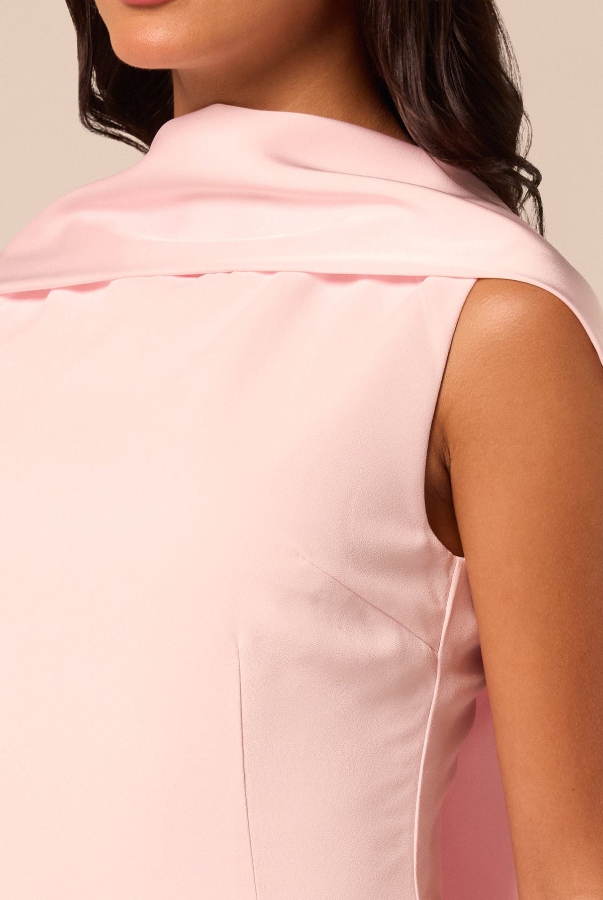 Satin & Crepe Maxi Dress with Back Scarf - shopaleena