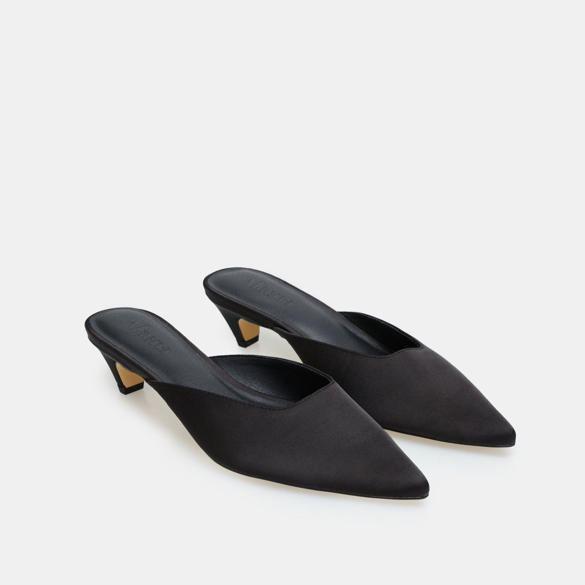 Satin Pointed Toe Mules - shopaleena