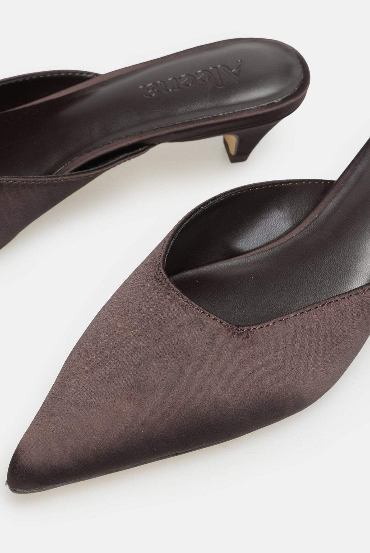 Satin Pointed Toe Mules - shopaleena
