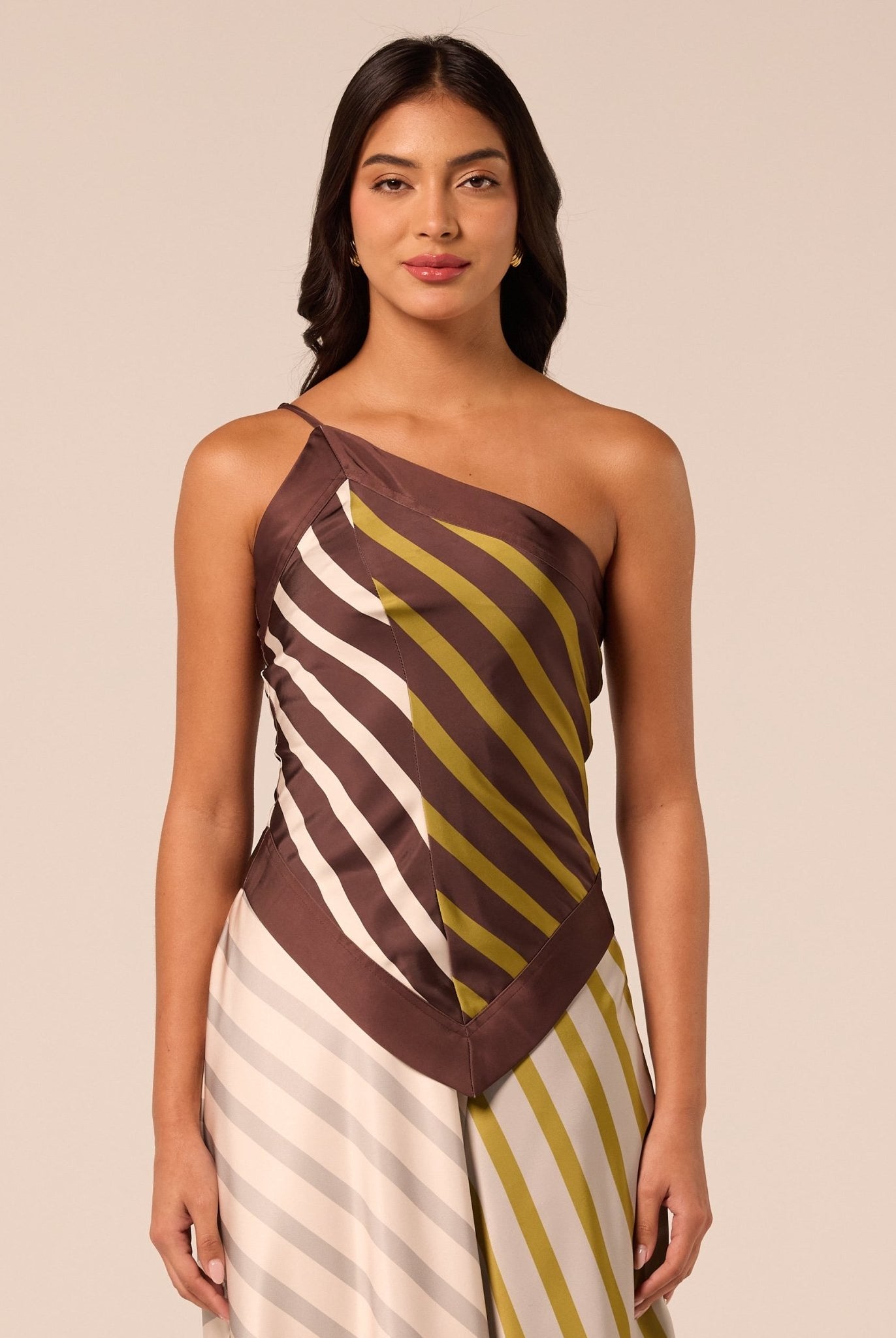 Satin Scarf Hem & Neckline Top - shopaleena