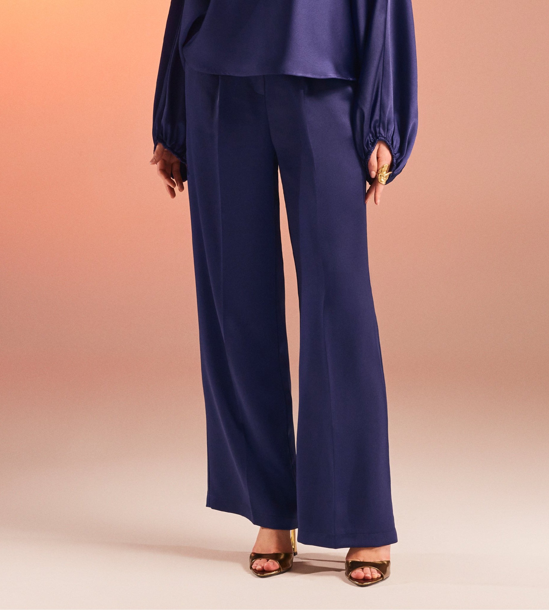 Satin Wide Leg Trouser - shopaleena