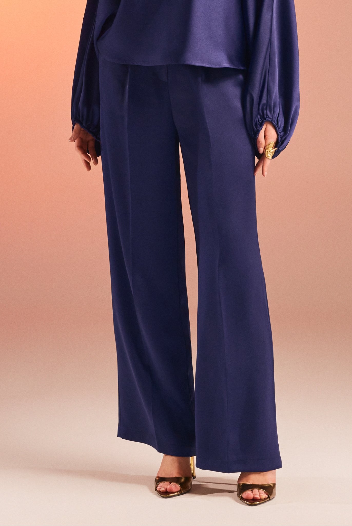 Satin Wide Leg Trouser - shopaleena