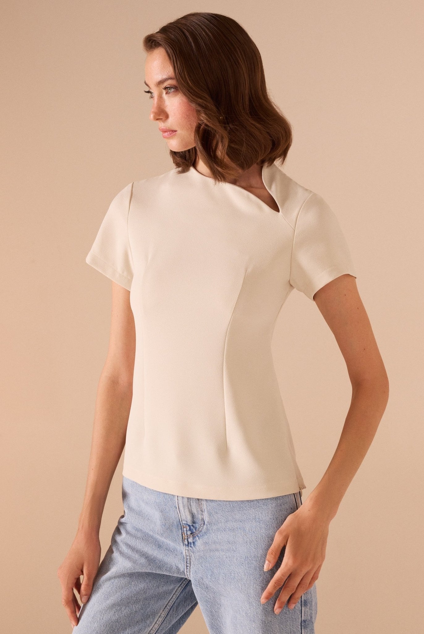 Short Sleeve Cut Out Top - shopaleena