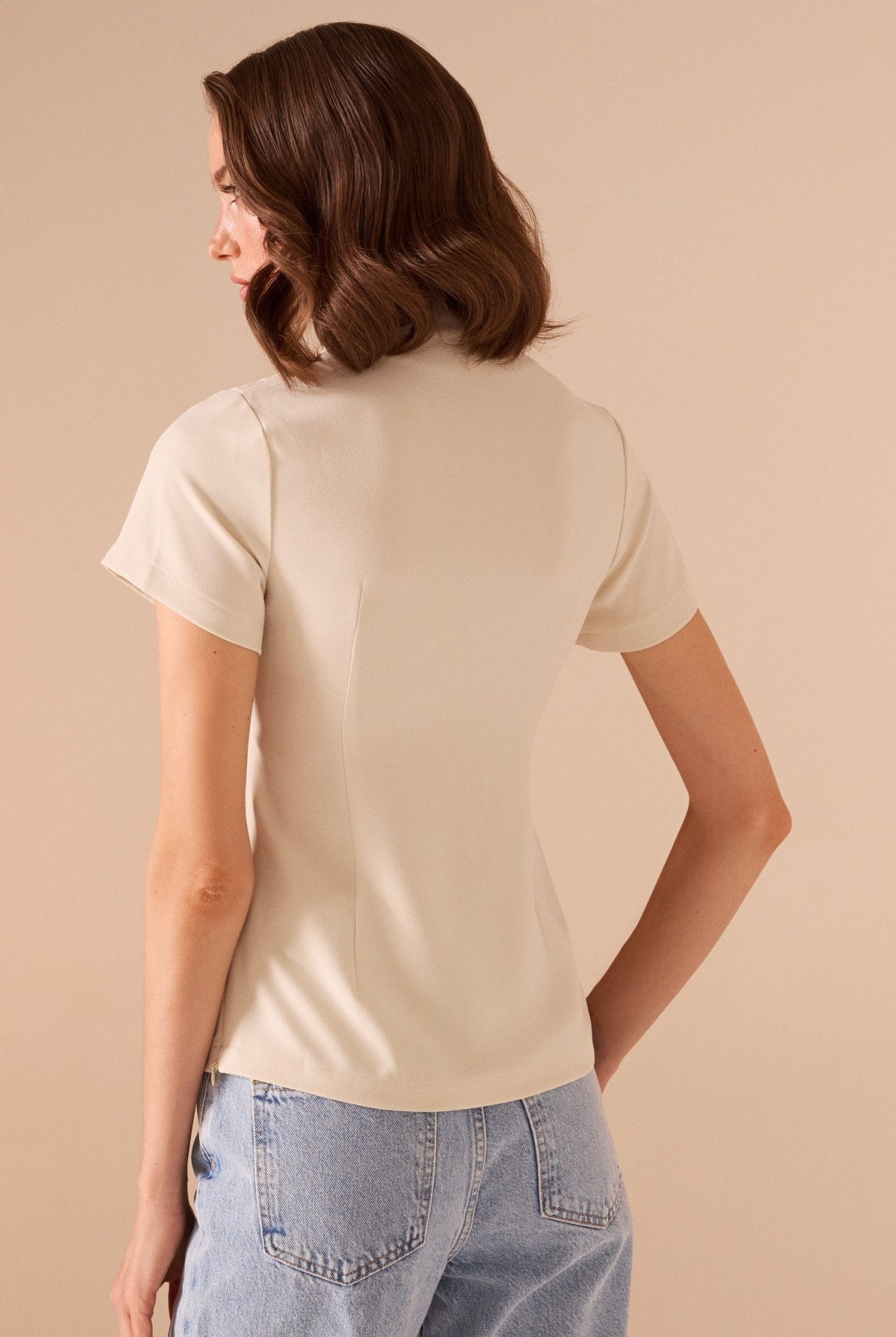 Short Sleeve Cut Out Top - shopaleena
