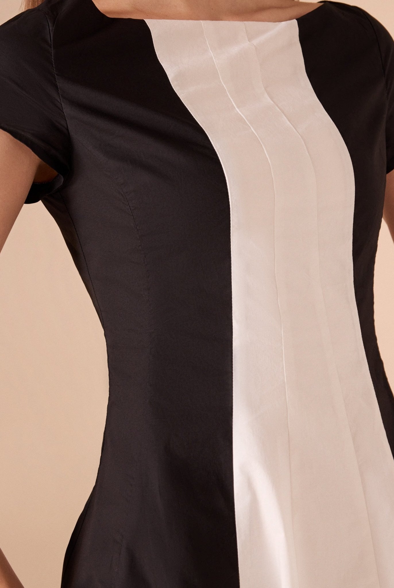 Short Sleeve Fitted Waist A - line Dress - shopaleena