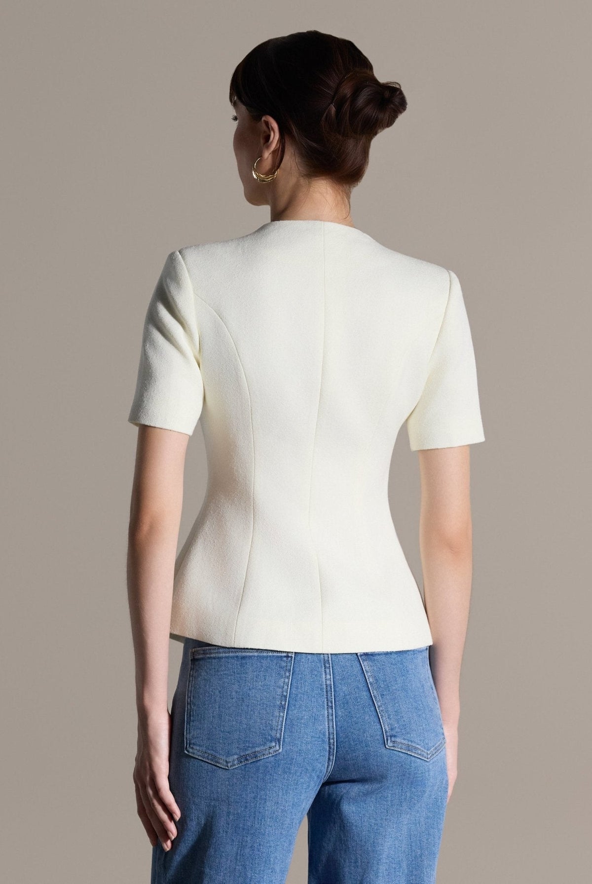 Short Sleeve Peplum Blazer - shopaleena