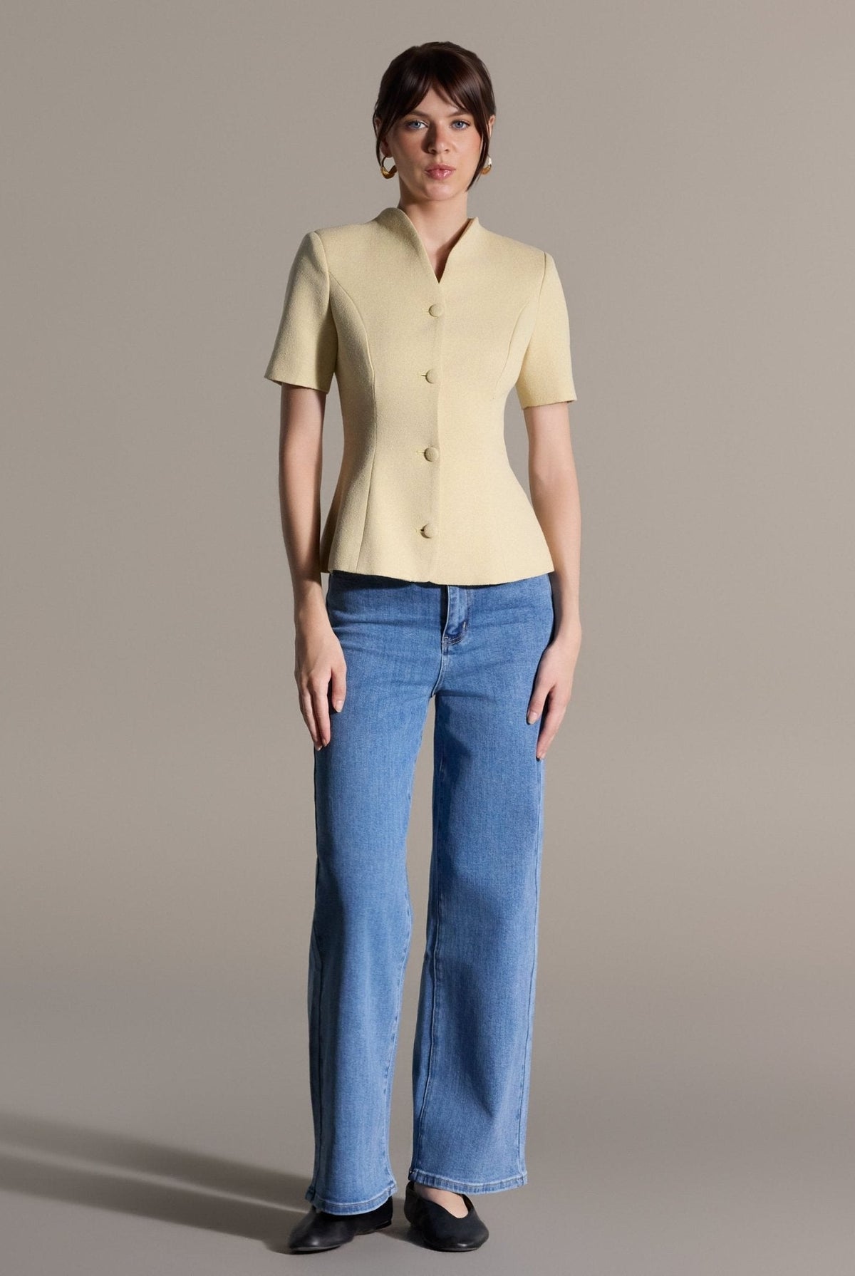 Short Sleeve Peplum Blazer - shopaleena