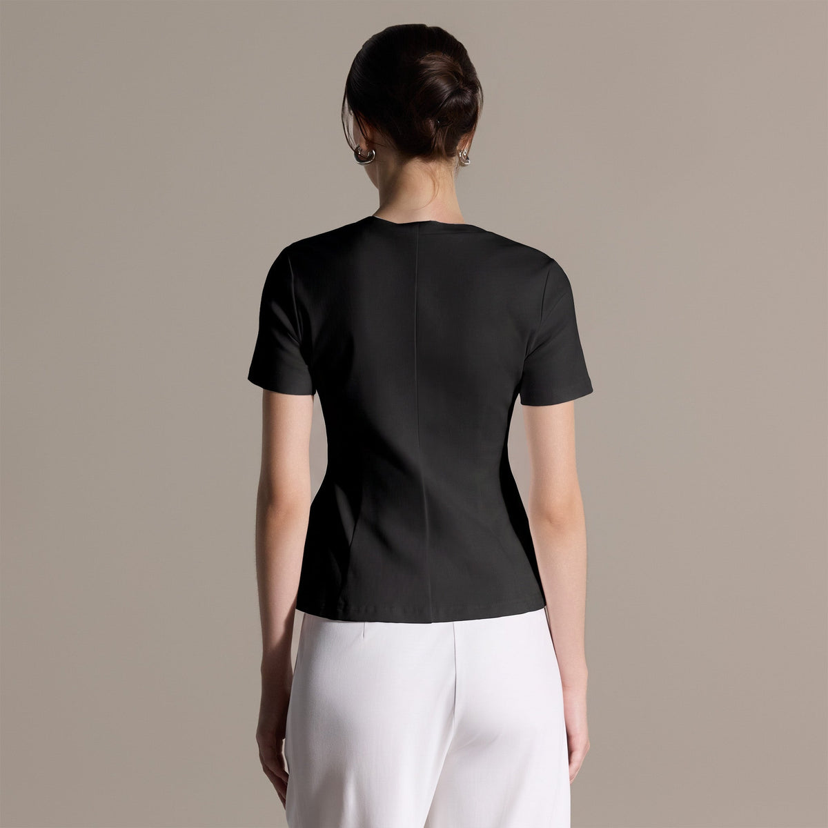 Short Sleeve Peplum Cotton Top - shopaleena