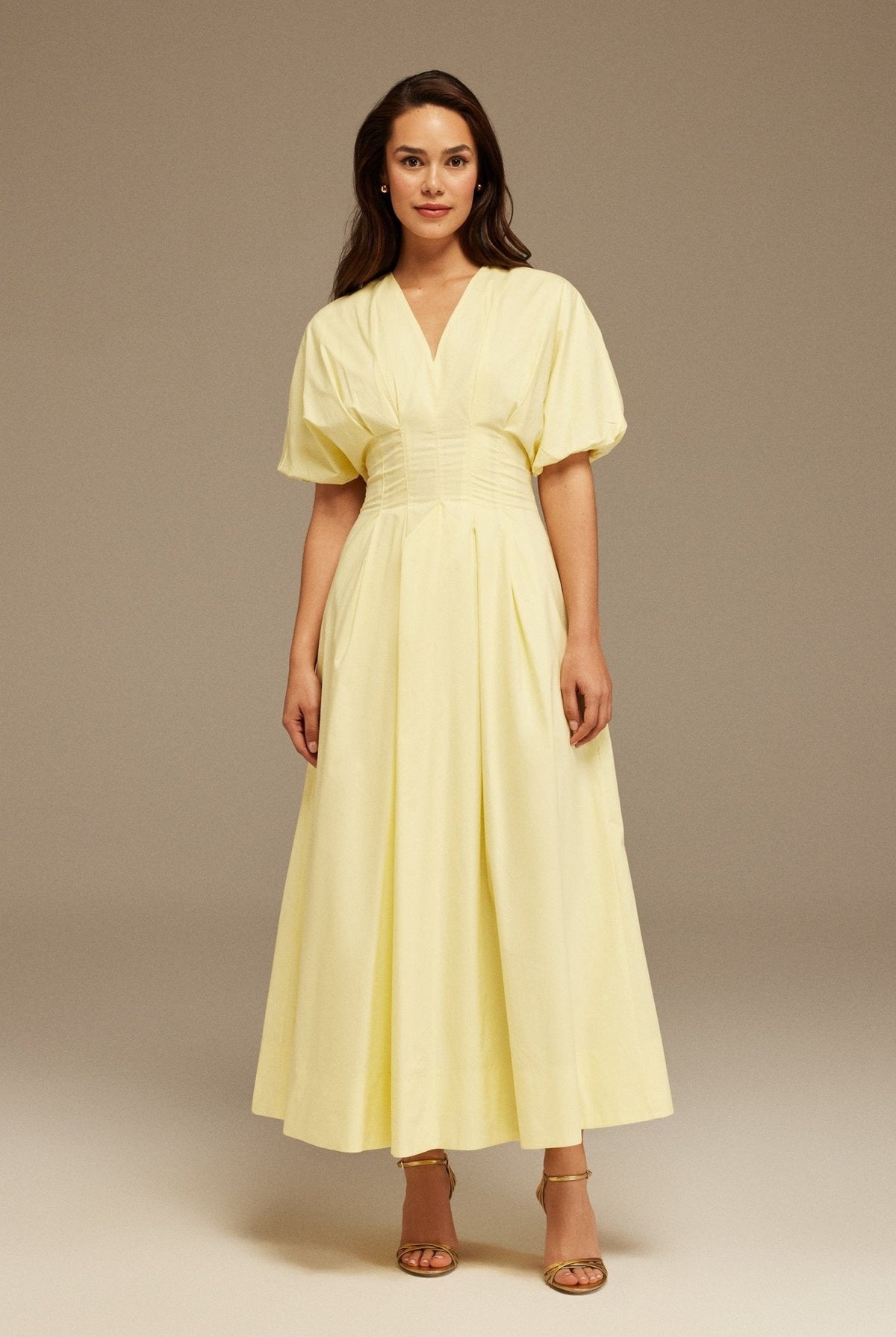 Short Sleeve Pleated Maxi Dress - shopaleena
