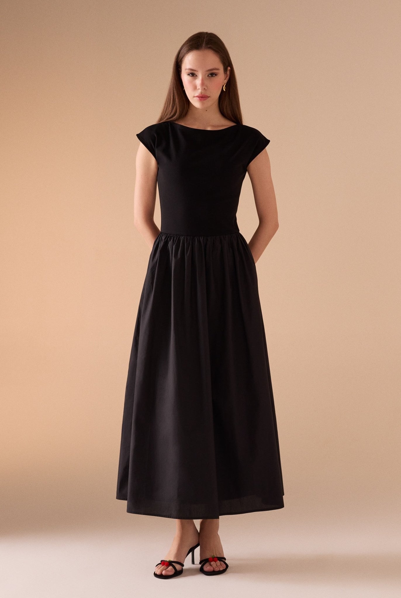 Short Sleeve Poplin Dress - shopaleena