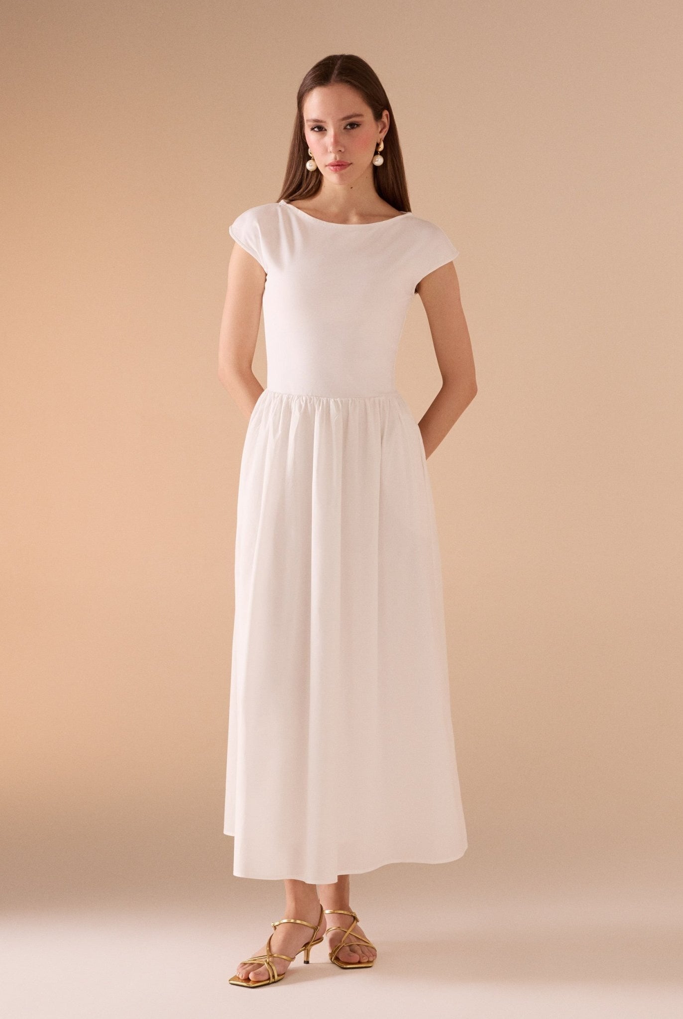 Short Sleeve Poplin Dress - shopaleena