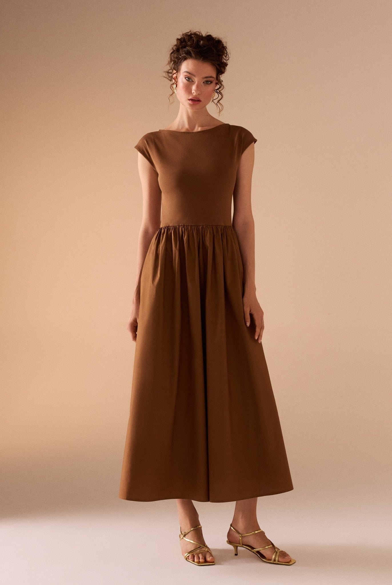 Short Sleeve Poplin Dress - shopaleena