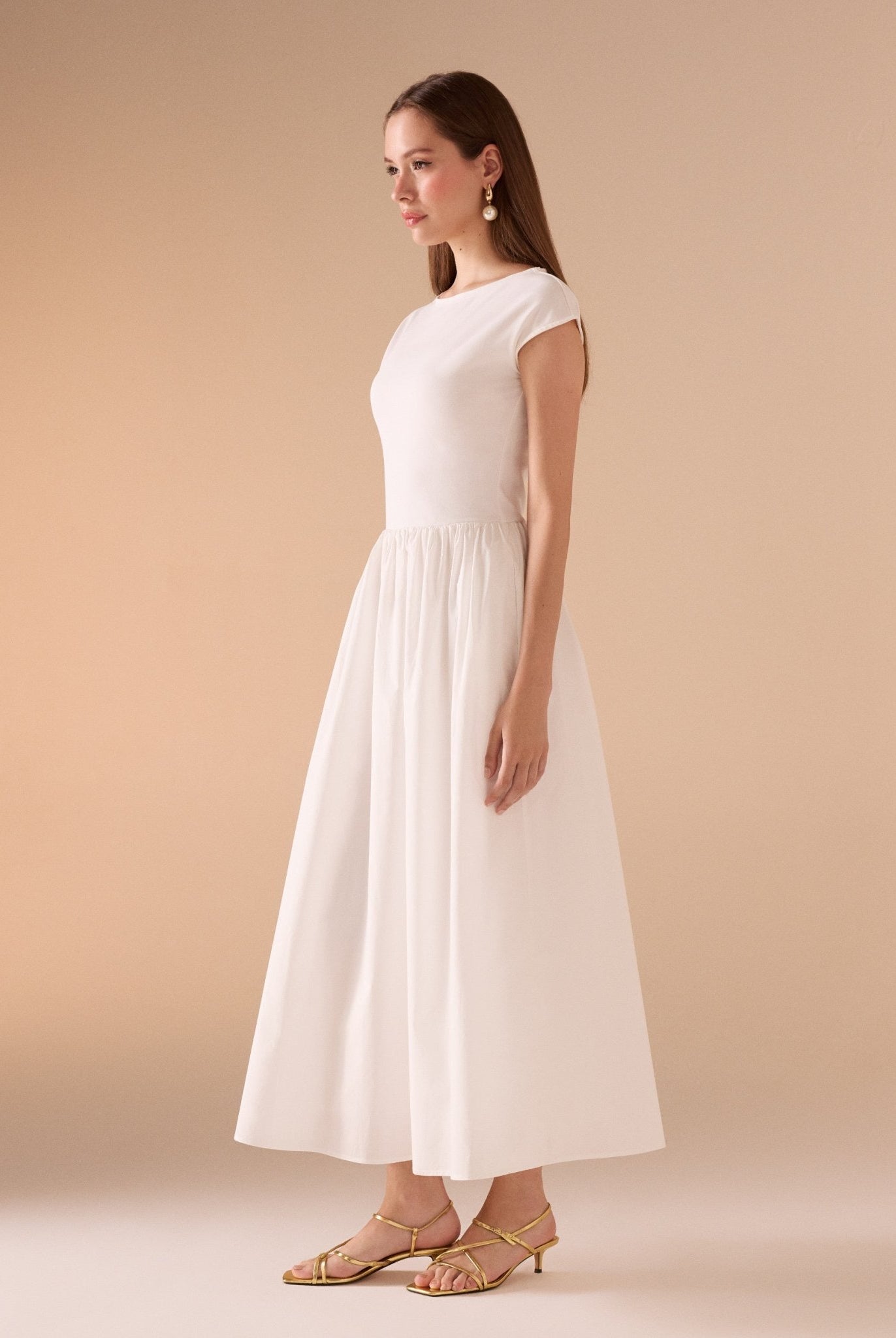 Short Sleeve Poplin Dress - shopaleena