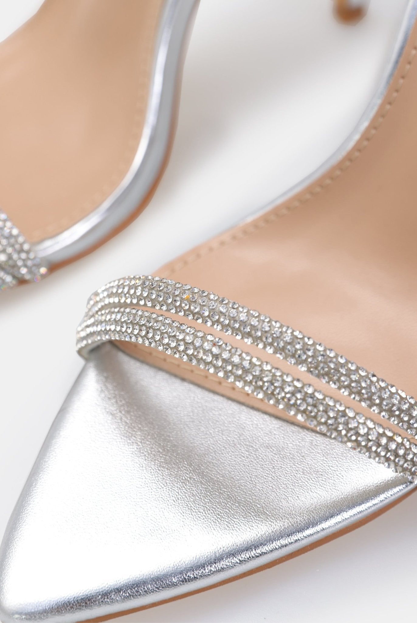 Silver Metallic Ankle Strap High Heel Sandals - shopaleena