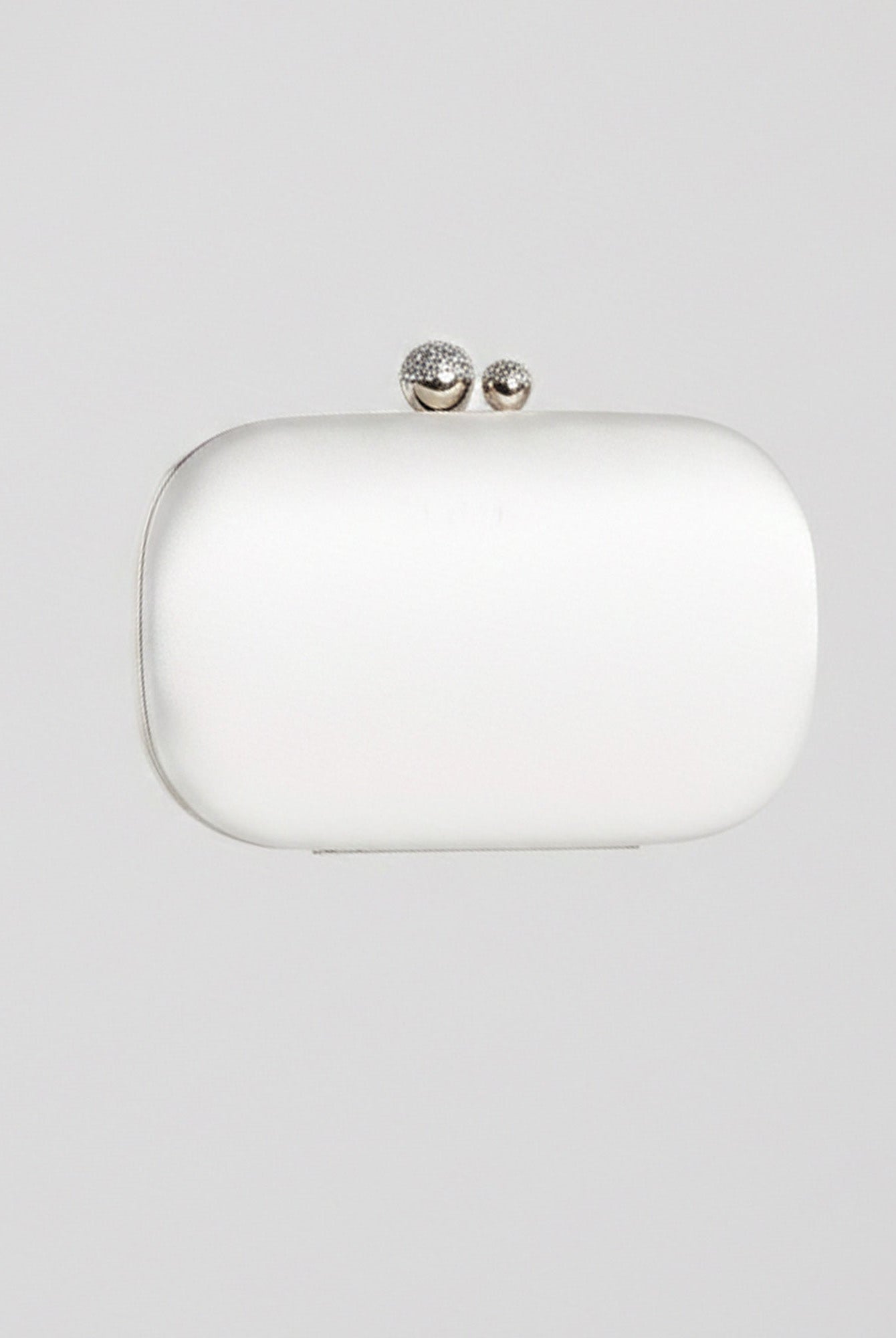 Silver Oval Satin Clutch - shopaleena