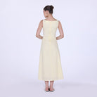 Sleeveless A - line midi dress with waist embroidery - shopaleena