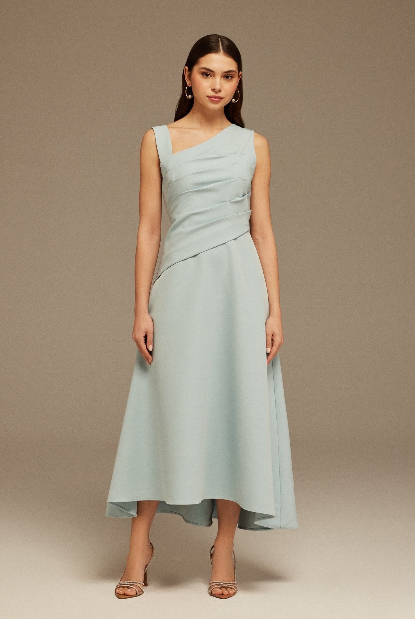 Sleeveless Aline Crepe Maxi Dress - shopaleena