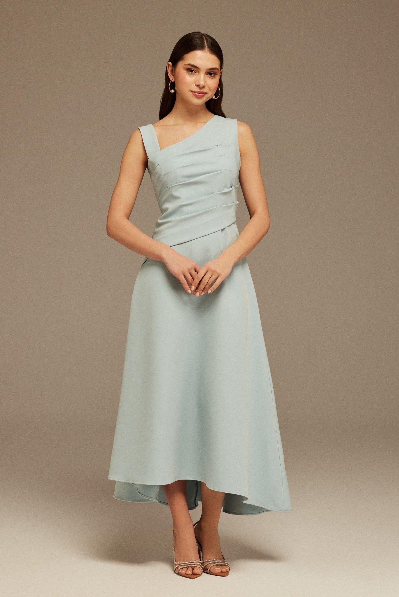 Sleeveless Aline Crepe Maxi Dress - shopaleena