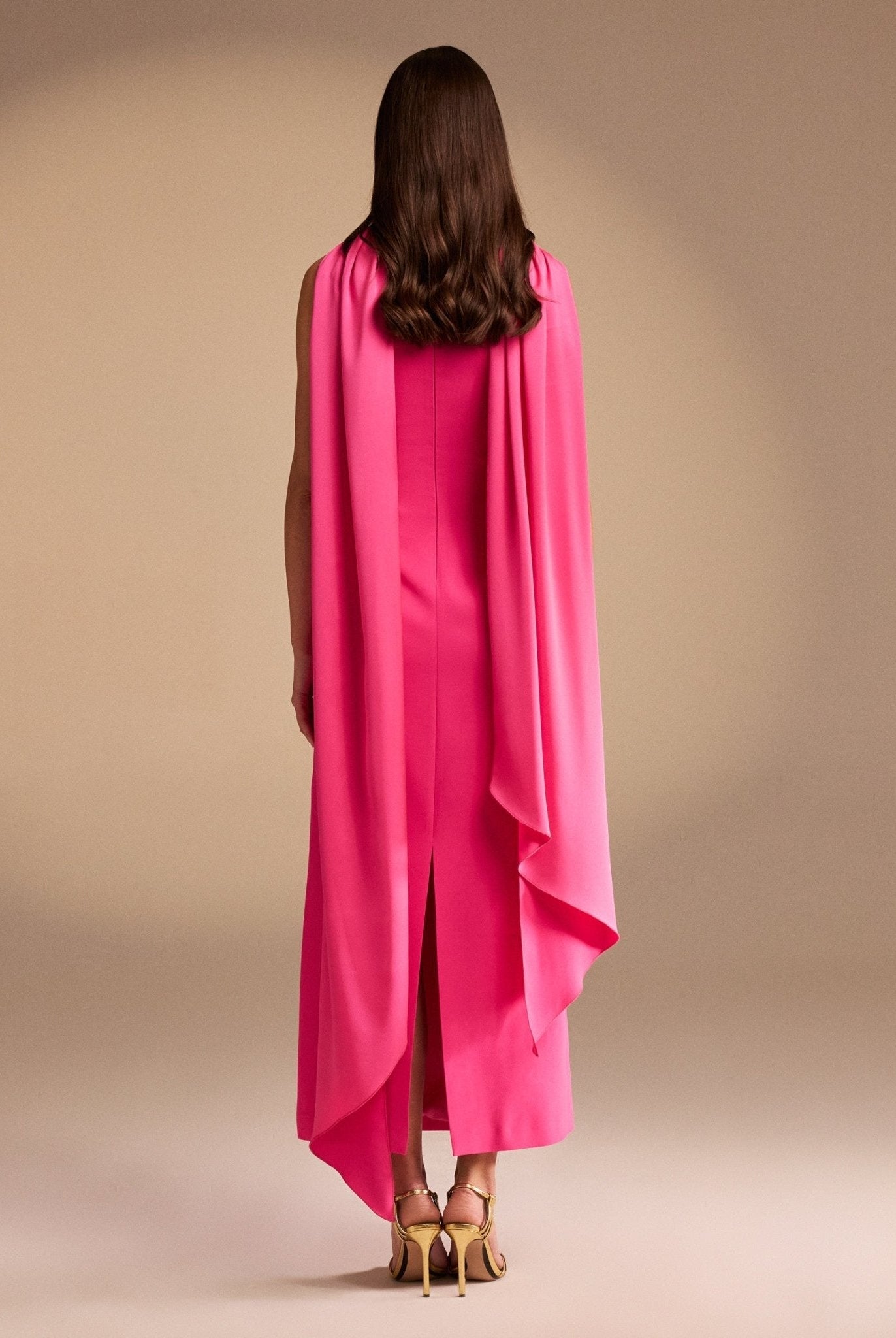 Sleeveless Crepe Maxi Dress With Scarf - shopaleena