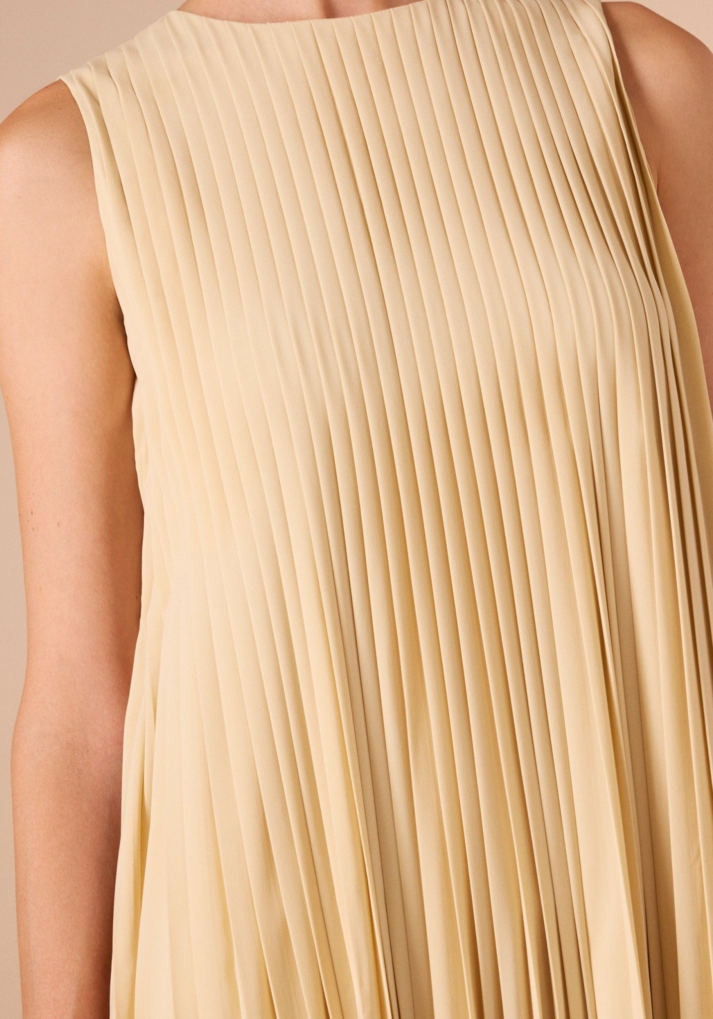 Sleeveless Crepe Pleated Dress - shopaleena