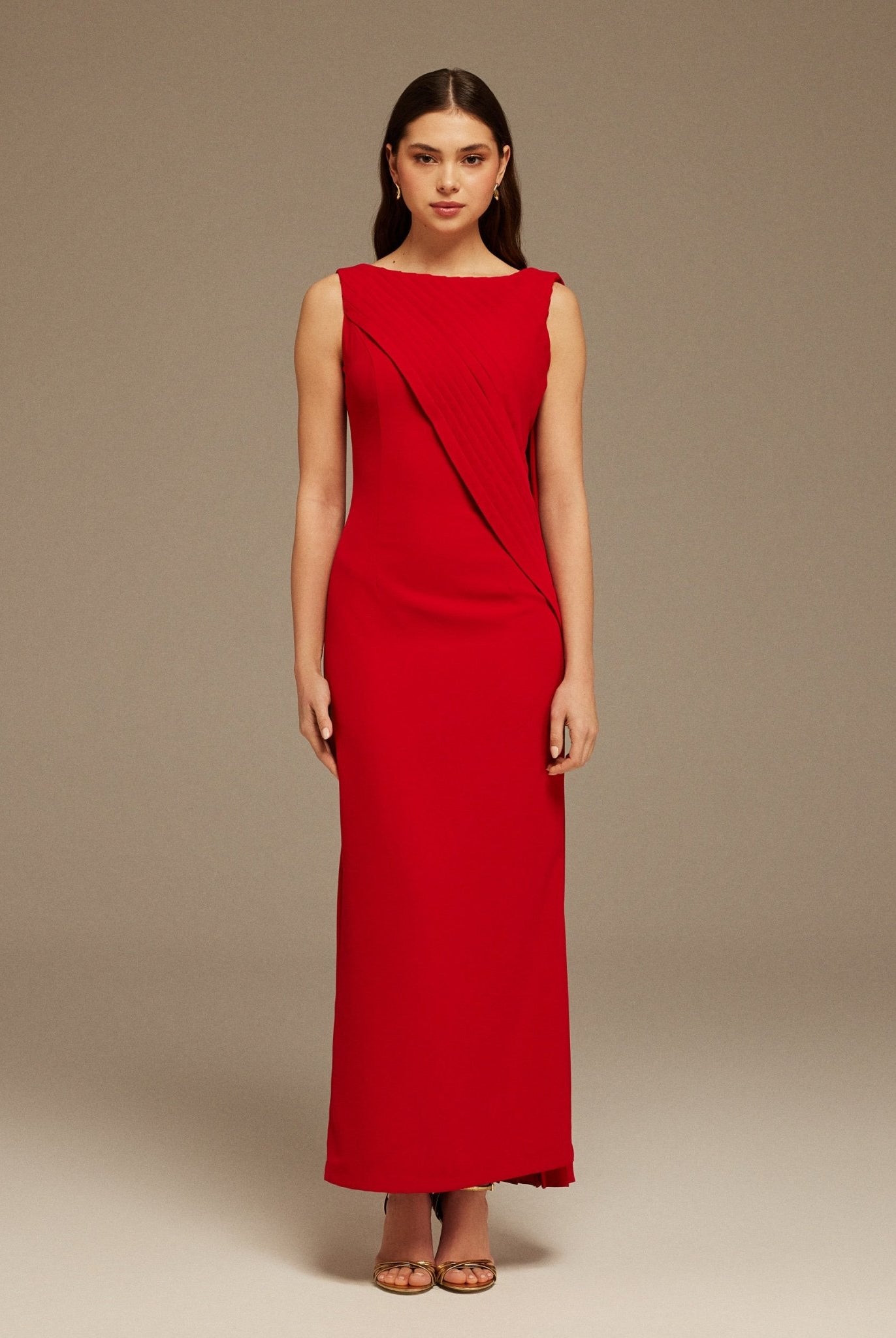 Sleeveless Drapped Top Maxi Dress - shopaleena