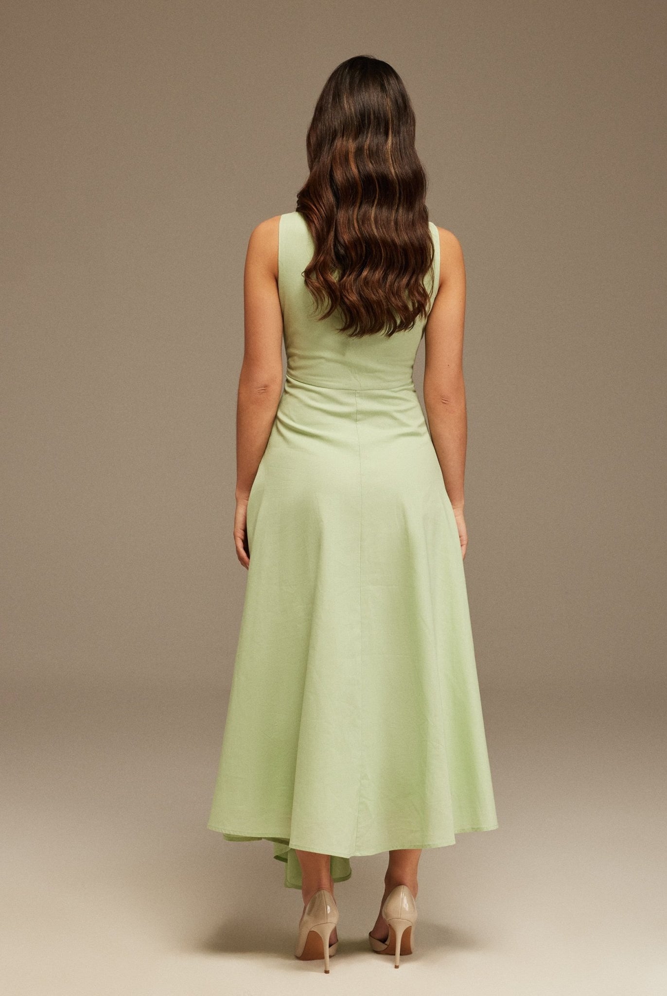 Sleeveless Midi Dress With Decorative Bows - shopaleena